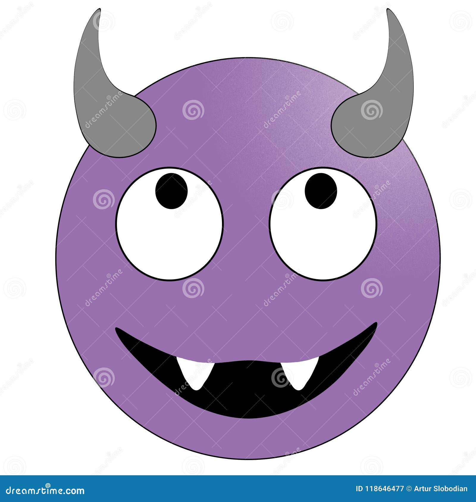 Smiling Face With Horns Purple Devil Emoticon Stock Illustration Illustration Of Angry Demon