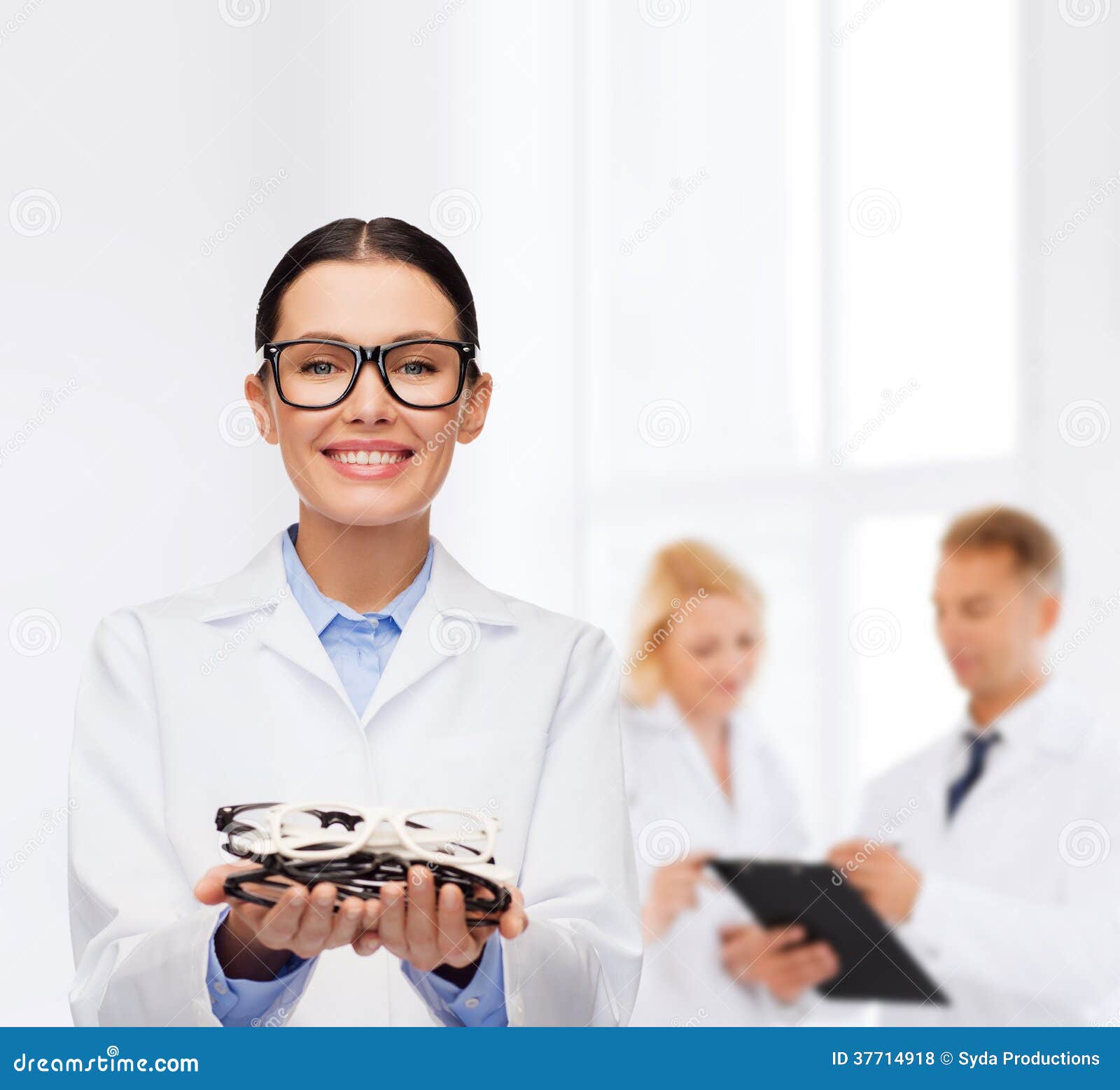 Smiling Female Doctor with Eyeglasses Stock Photo Image of medic, good 37714918