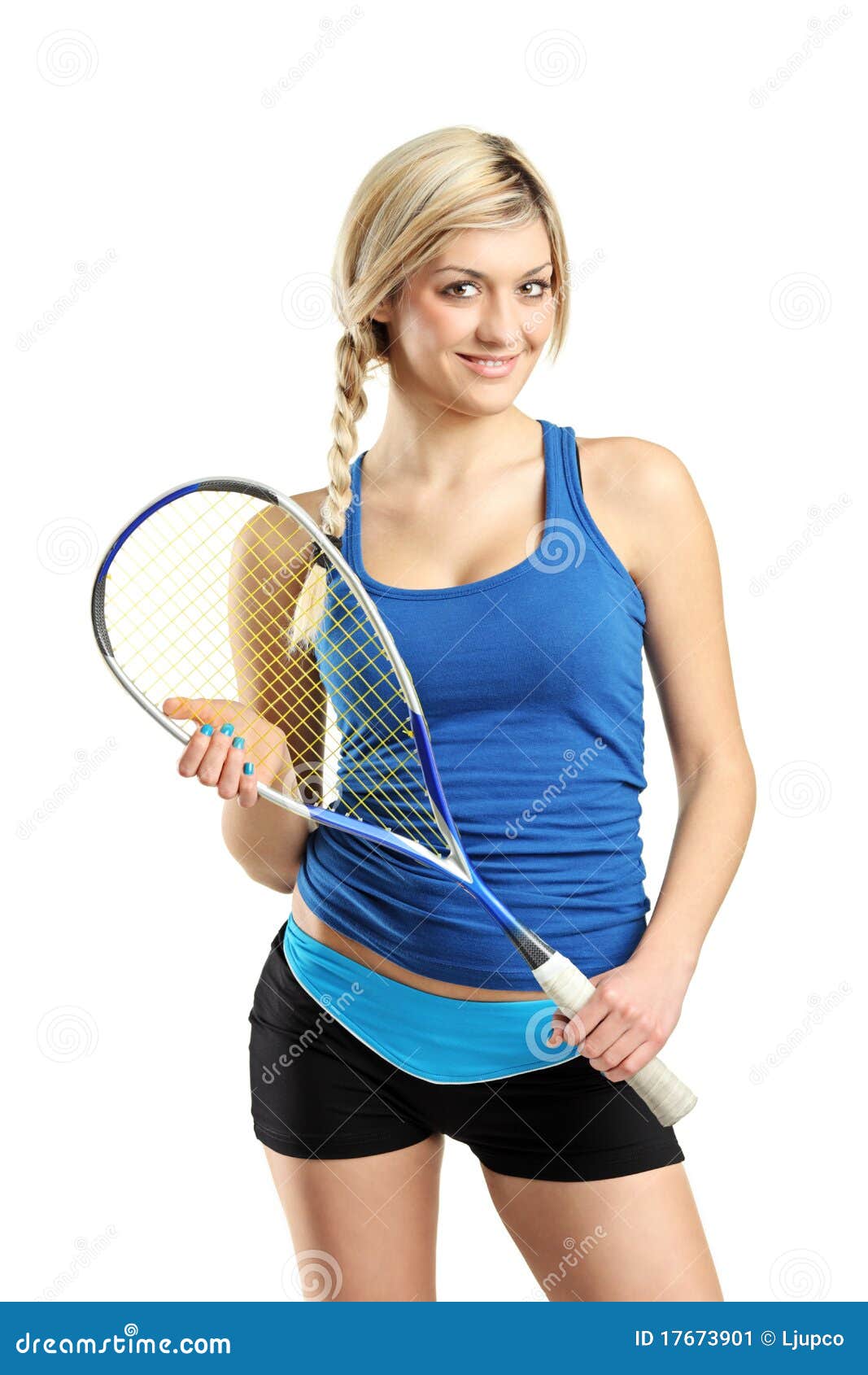 Smiling Female Squash Player Posing Stock Image Image of girl