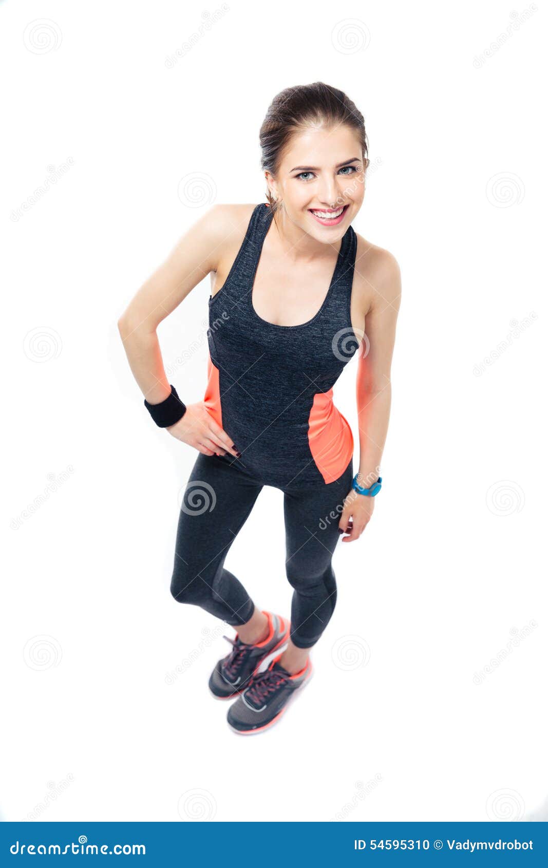 Smiling Fitness Woman Posing Over White Background Stock Photo - Image ...