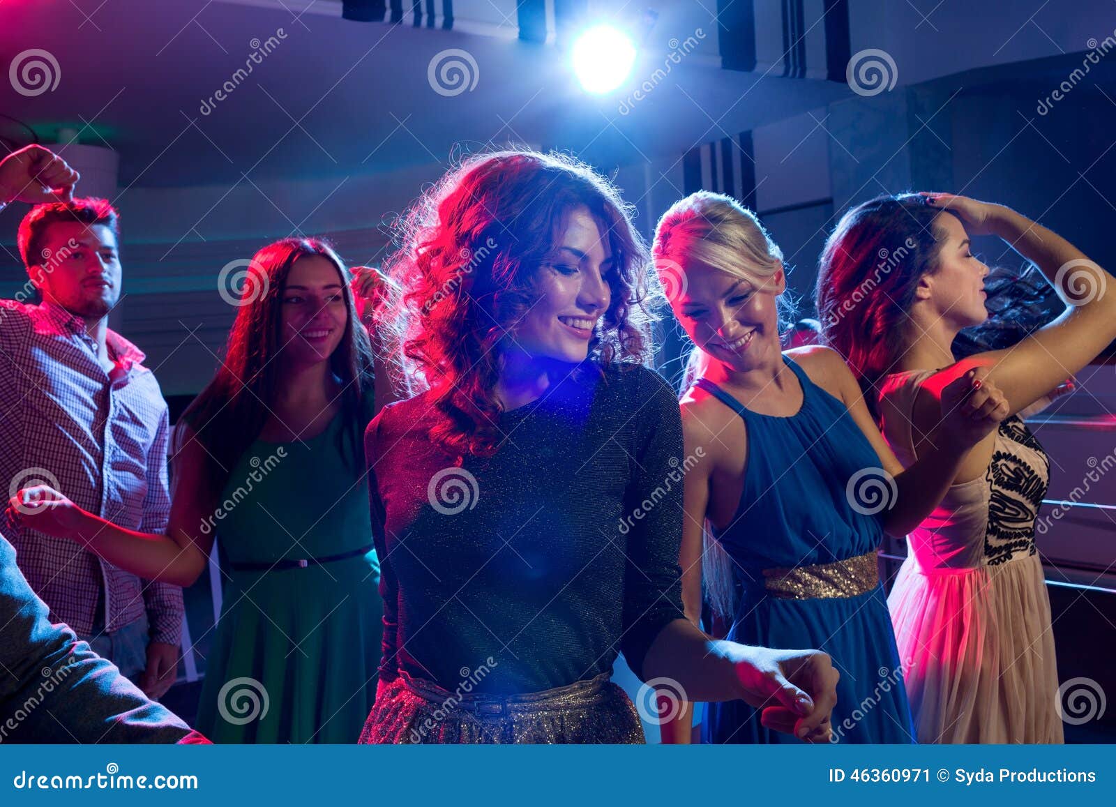 Smiling Friends Dancing in Club Stock Image - Image of club, music ...