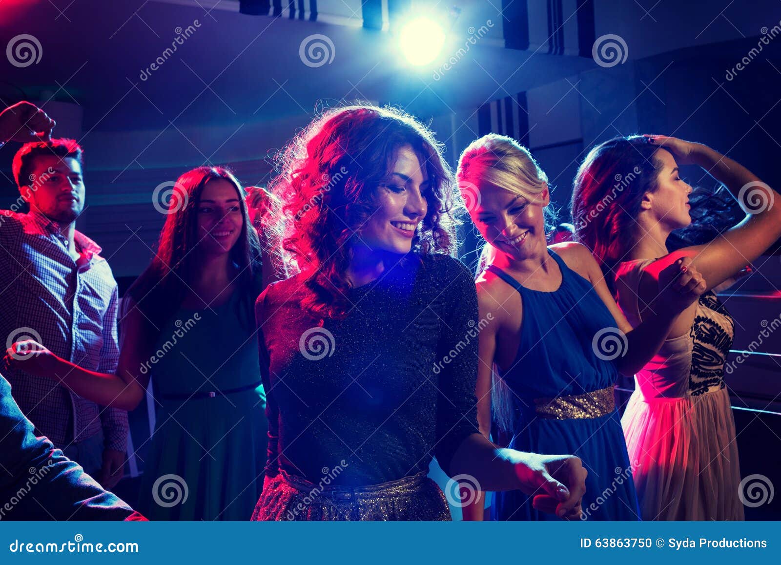 Smiling Friends Dancing in Club Stock Photo - Image of club, nightclub ...