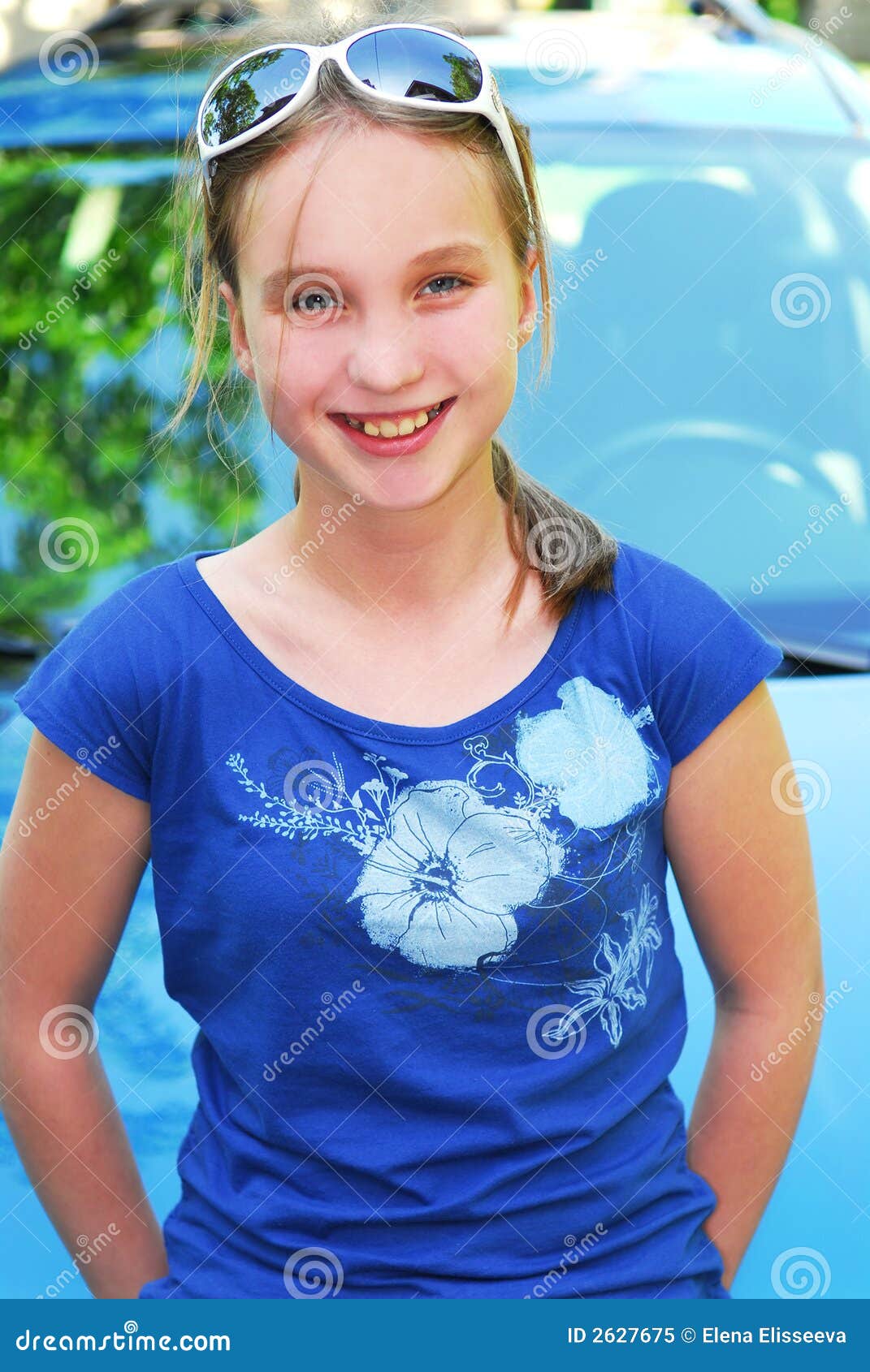 Smiling girl stock image. Image of blue, glasses, hood - 2627675