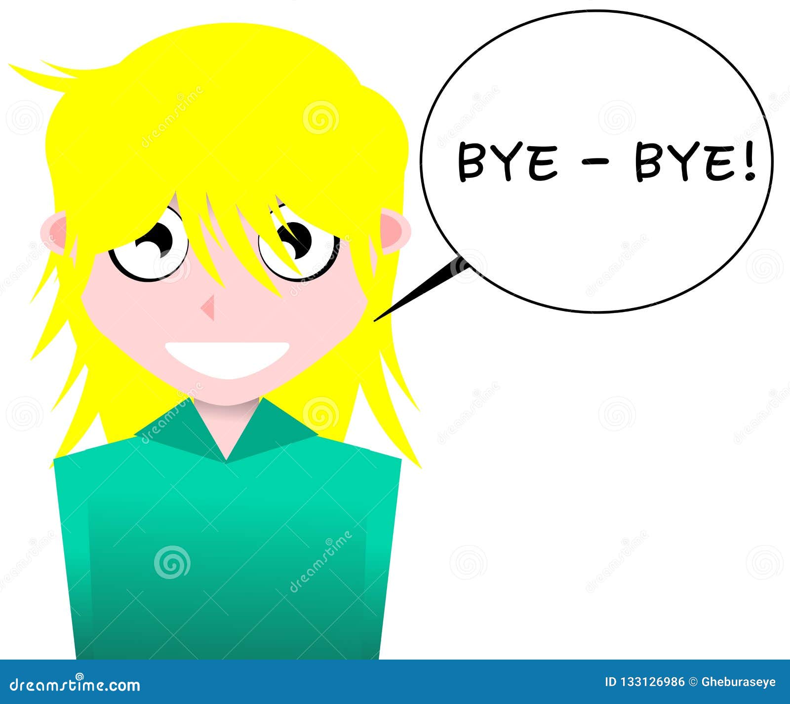 Smiling Girl Cartoon Saying Bye-bye Stock Illustration - Illustration of  face, hair: 133126986