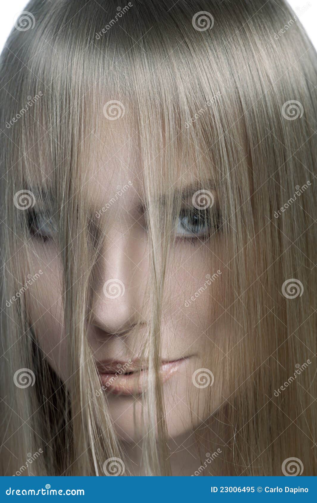 Smiling Girl Covering Face with Hair Stock Image - Image of closeup,  hairdo: 23006495