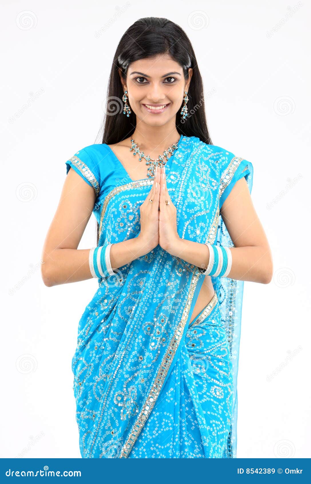Smiling Girl With Greetings Posture Stock Image - Image 