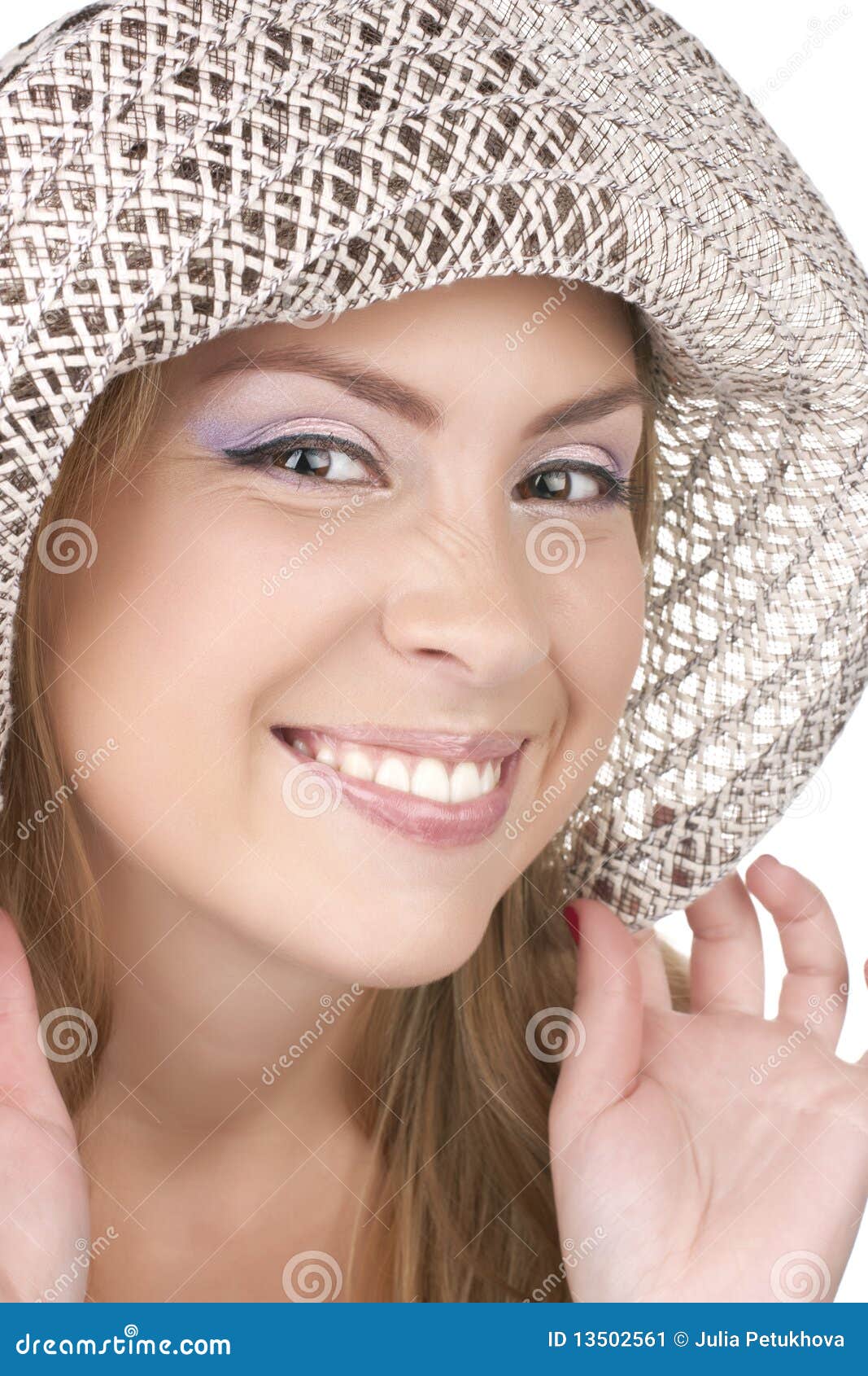 Smiling girl in hat stock image. Image of happy, person 13502561