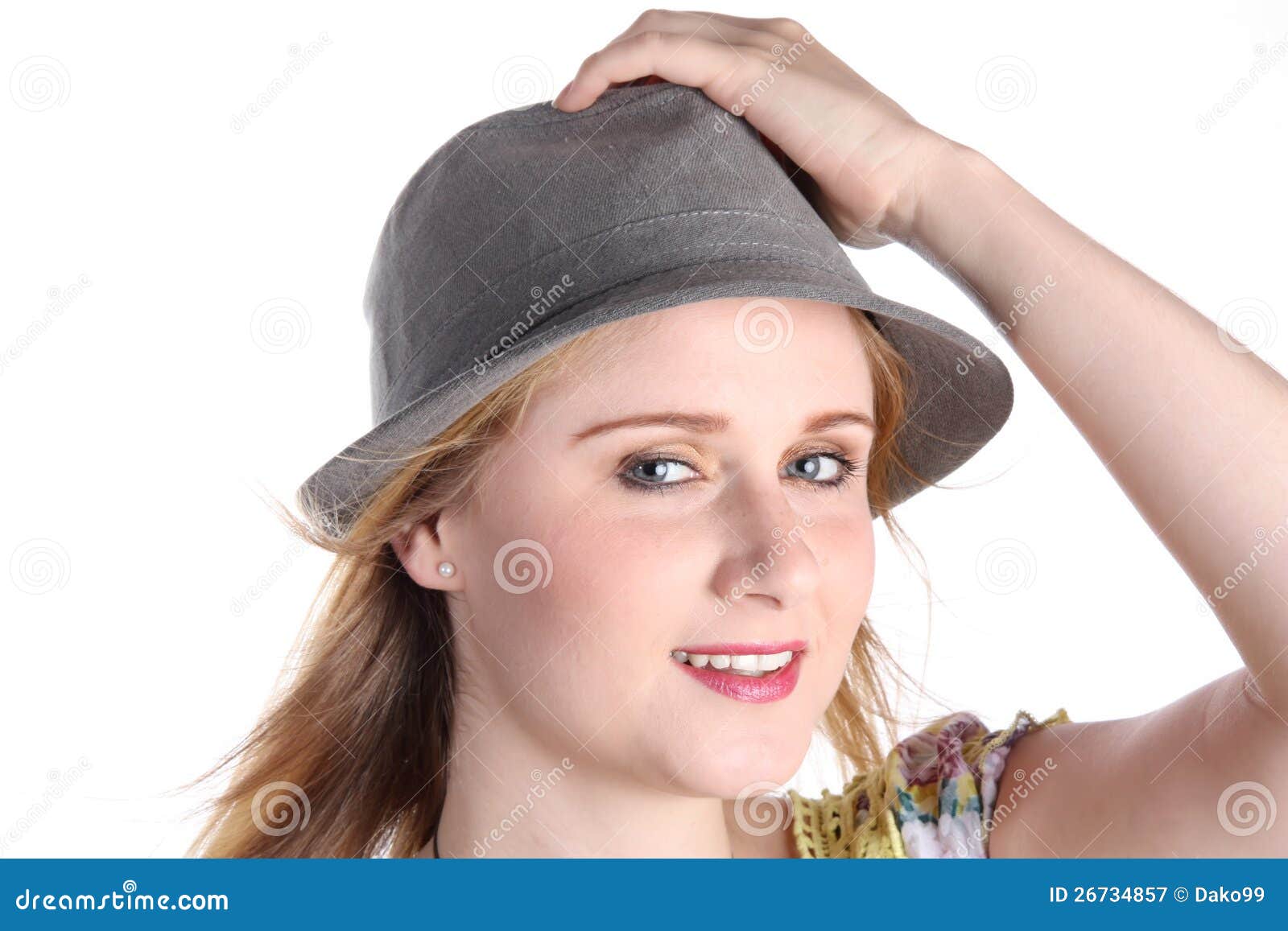 Smiling Girl with hat stock image. Image of nice, friendly 26734857