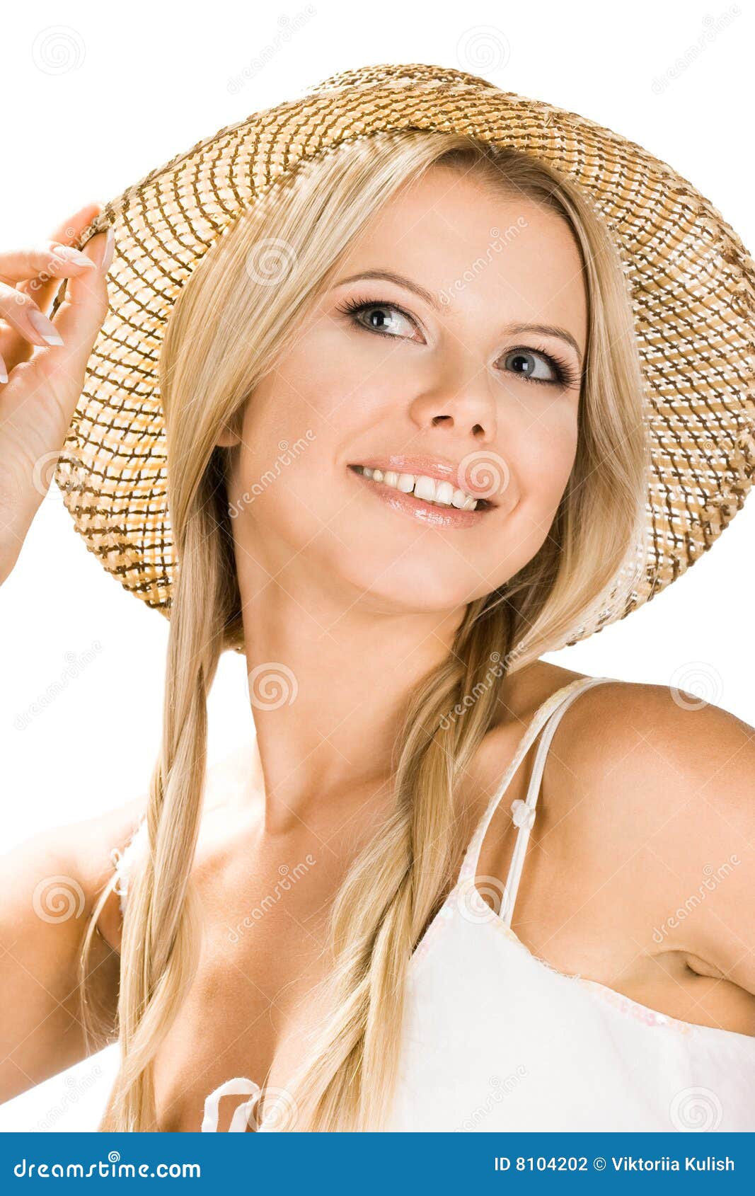 Smiling girl with a hat stock photo. Image of flirt, happy 8104202