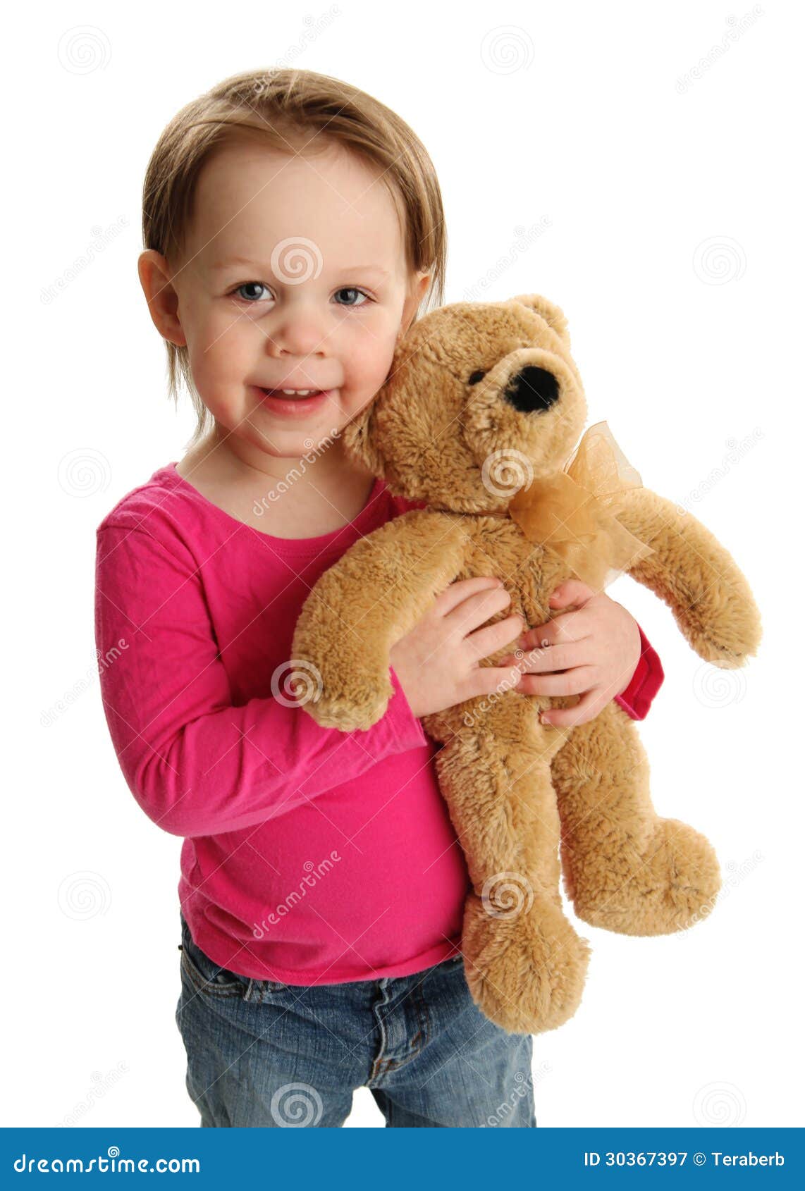 Smiling Girl Holding Teddy Bear Royalty Free Stock Photography - Image ...