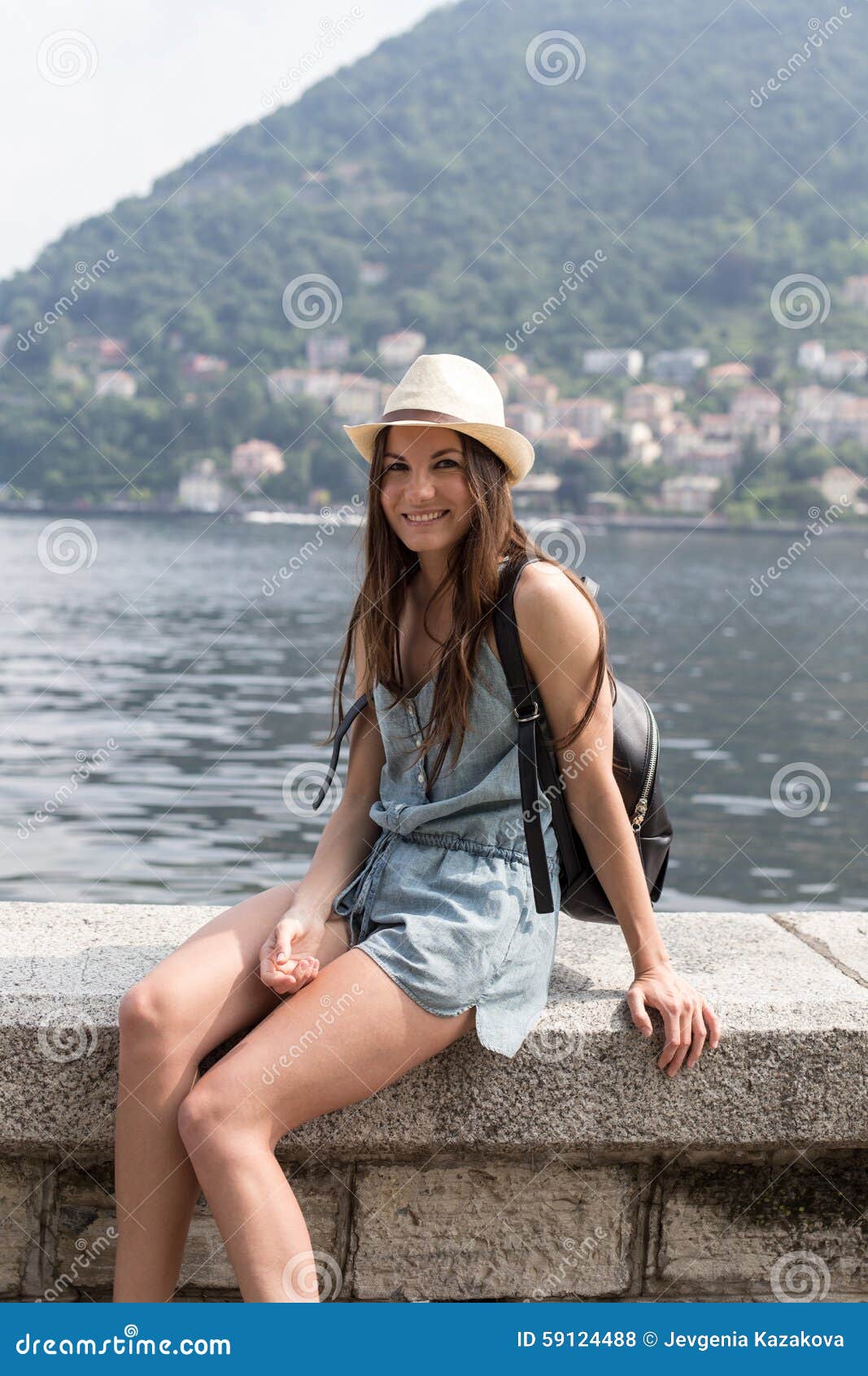 Smiling girl by the lake stock photo. Image of smiling - 59124488