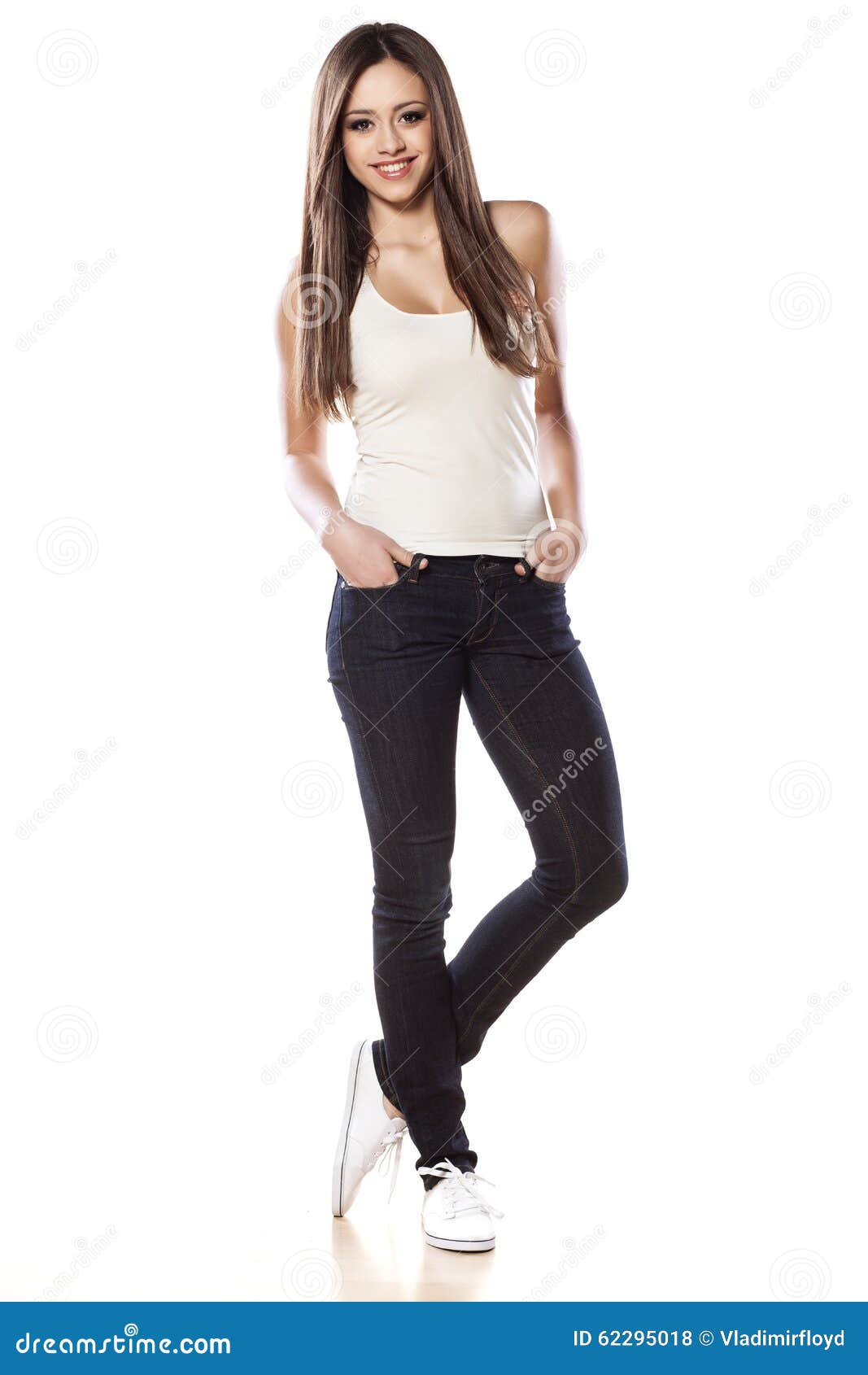 Smiling girl stock photo. Image of student, jeans, person - 62295018