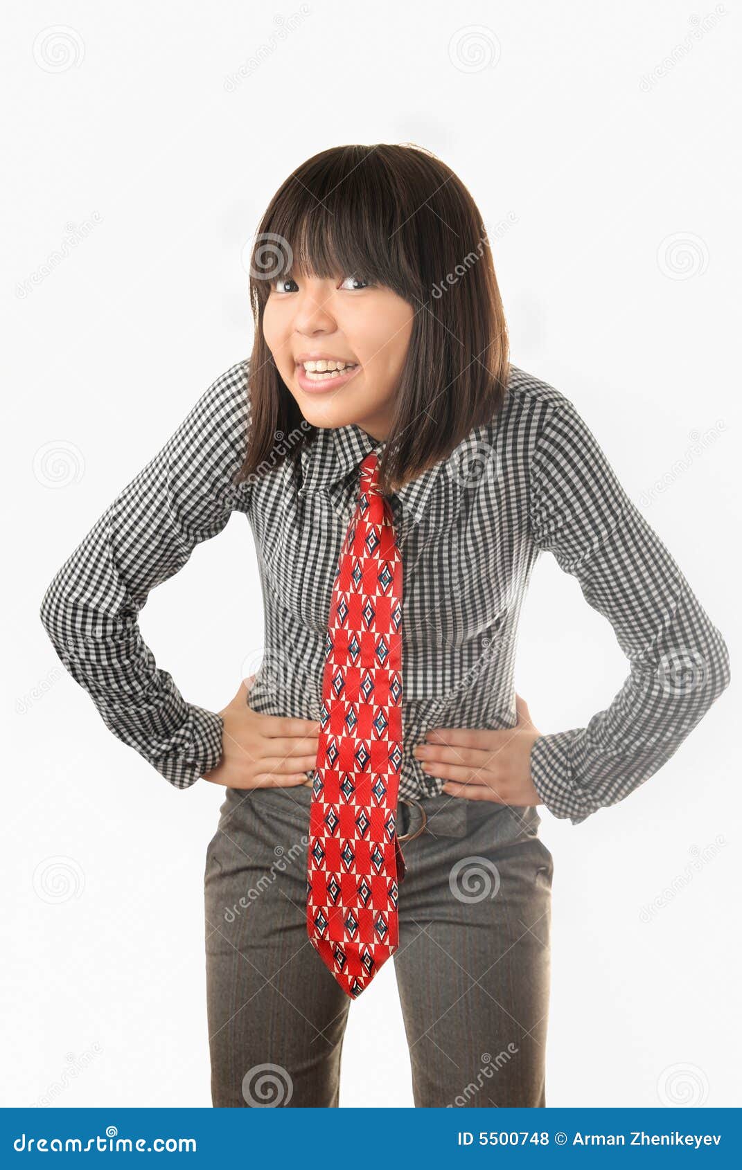 Smiling Girl with Red Necktie Stock Photo Image of pleasant, joyful 5500748