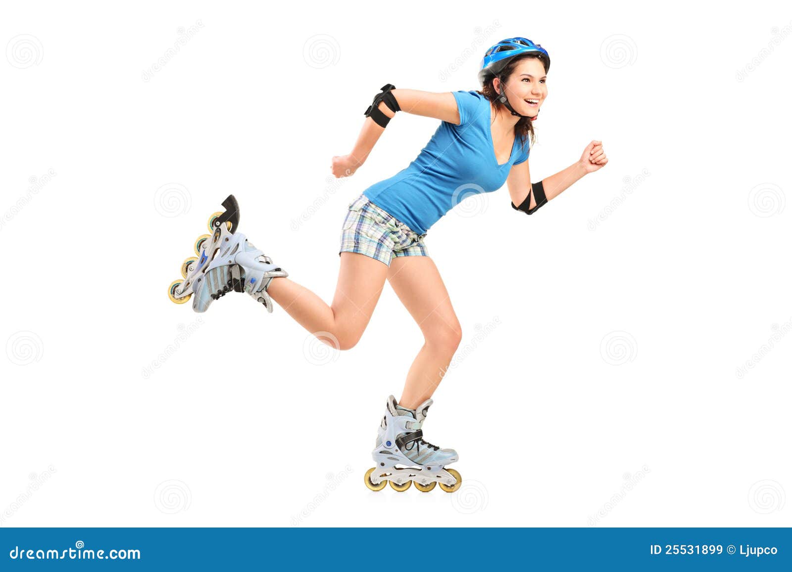 Smiling Girl On Rollers Skating Stock Image Image of adult