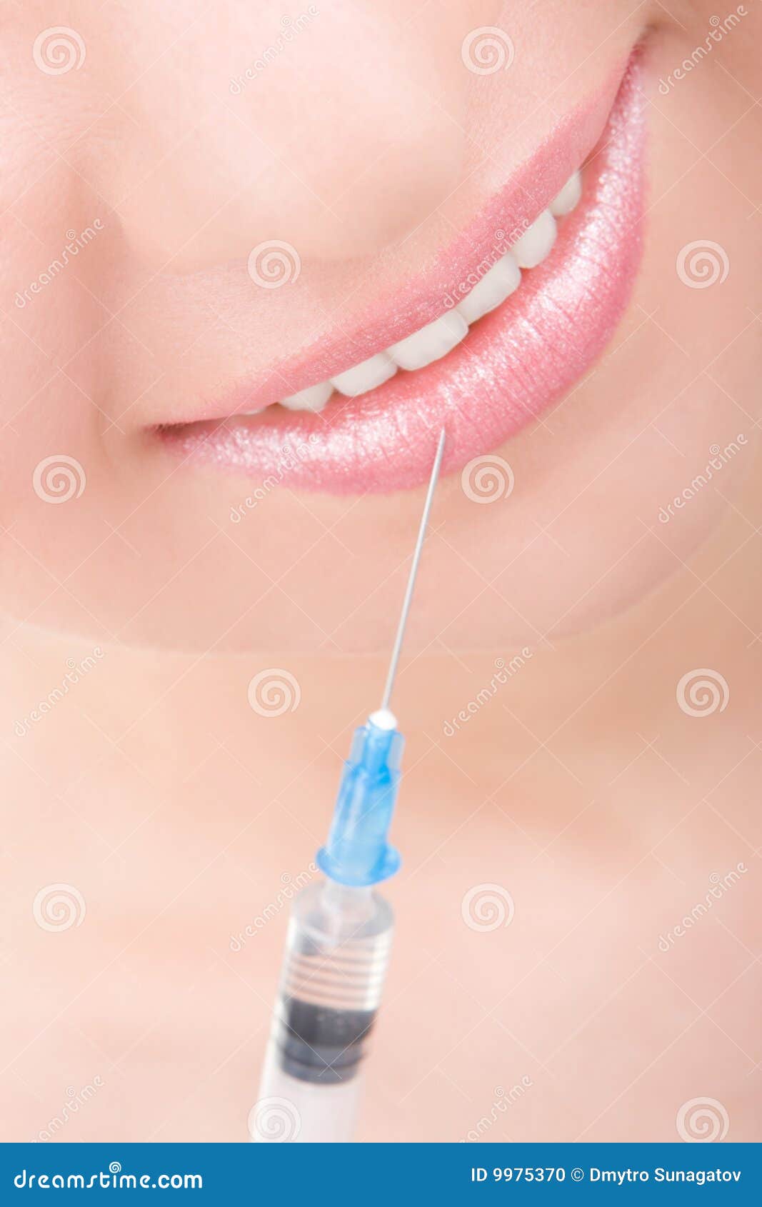 Smiling girl with syringe stock photo. Image of face, hyaluronic 9975370