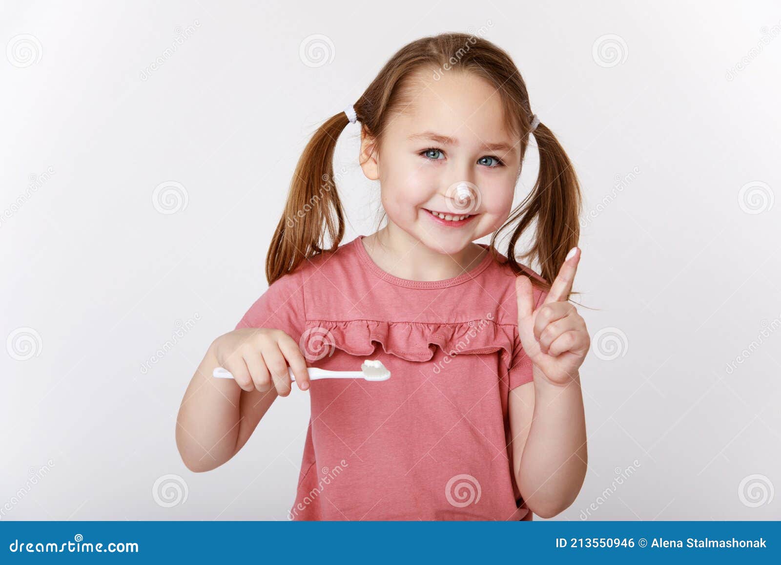 Smiling Girl with Toothpaste on Her Nose Stock Photo Image of human