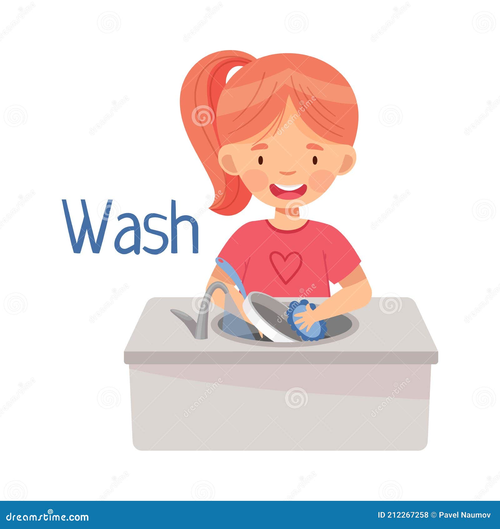 Kitchen Clipart-woman washing dishes in sink