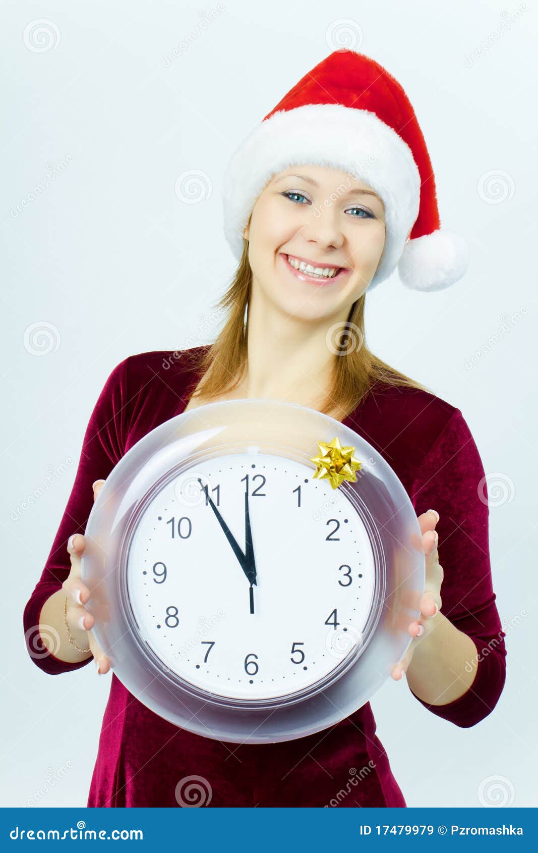 A Smiling Girl with a Watch in His Hand Stock Image Image of person