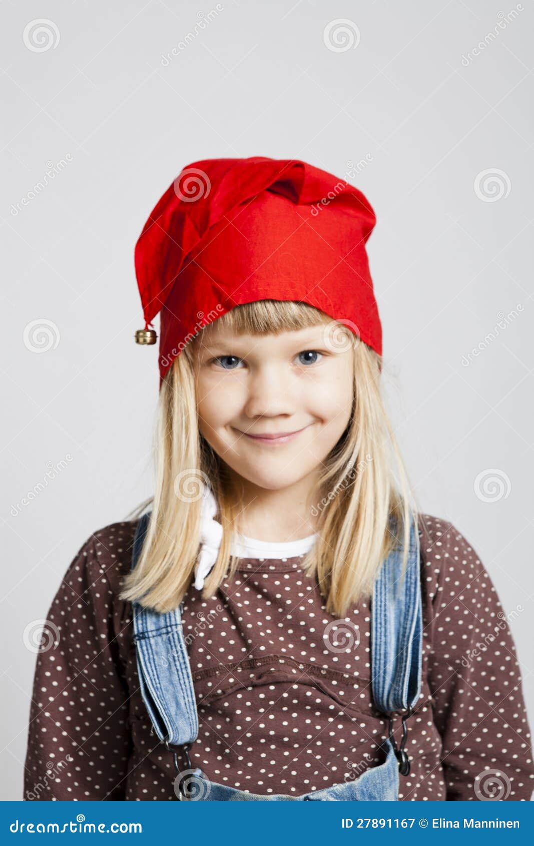 Smiling Girl Wearing Christmas Hat Stock Image Image of xmas, pretty