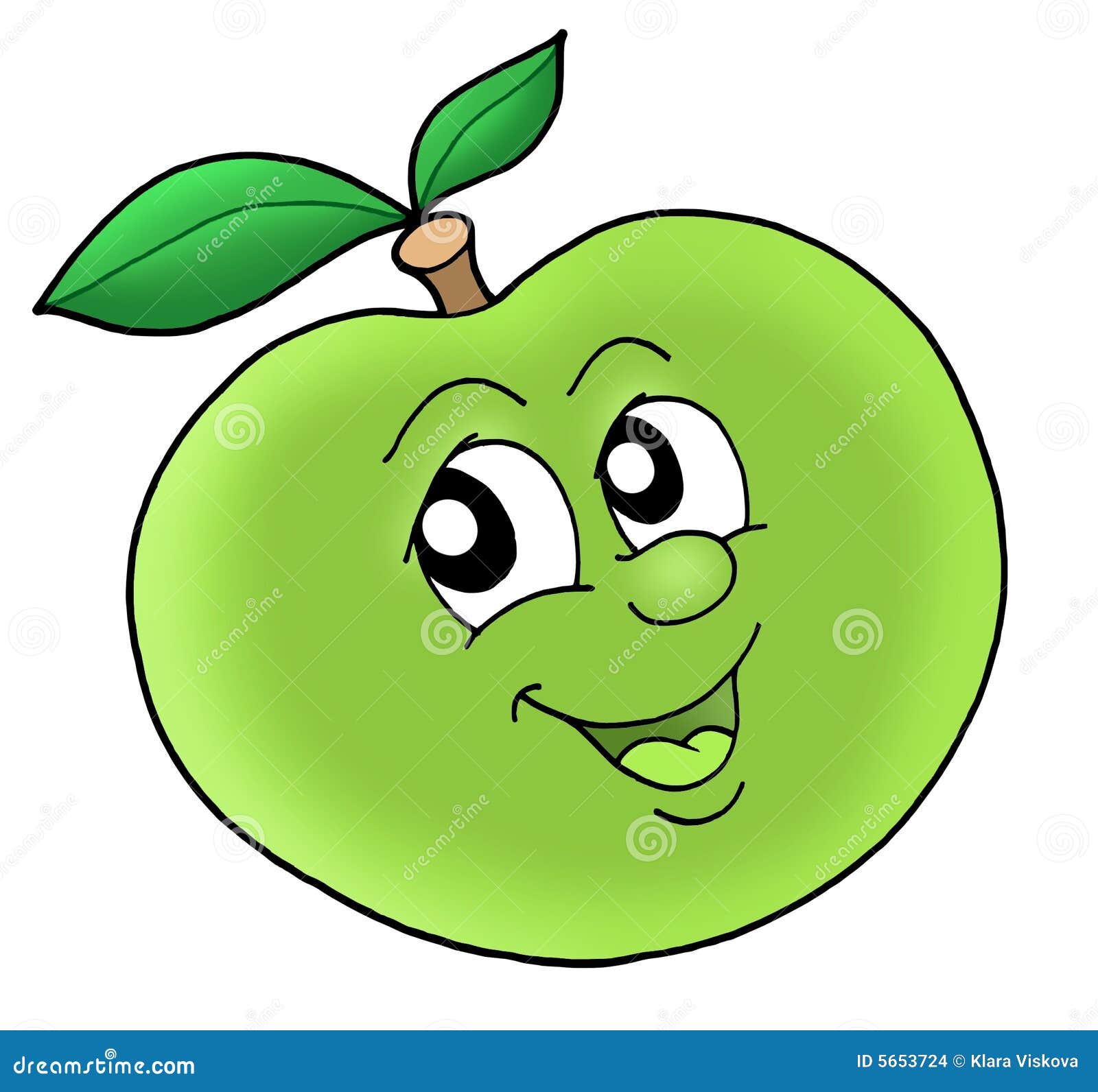 Smiling green apple stock illustration. Illustration of leaf 5653724