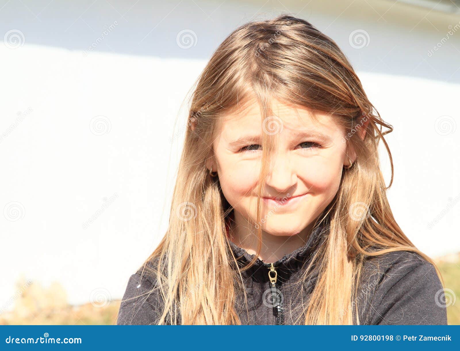 Smiling Hairy Blond Girl Stock Photo Image Of Portrait 92800198