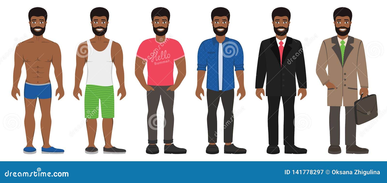 Smiling Handsome Afro Man in Different Types Clothes. Casual, Formal and Business Style. Stock Illustration - Illustration of background, fashion: 141778297 Smiling Handsome Afro Man in Different Types Clothes. Casual, Formal and Business Style. Stock Illustration - Illustration of background, fashion: 141778297