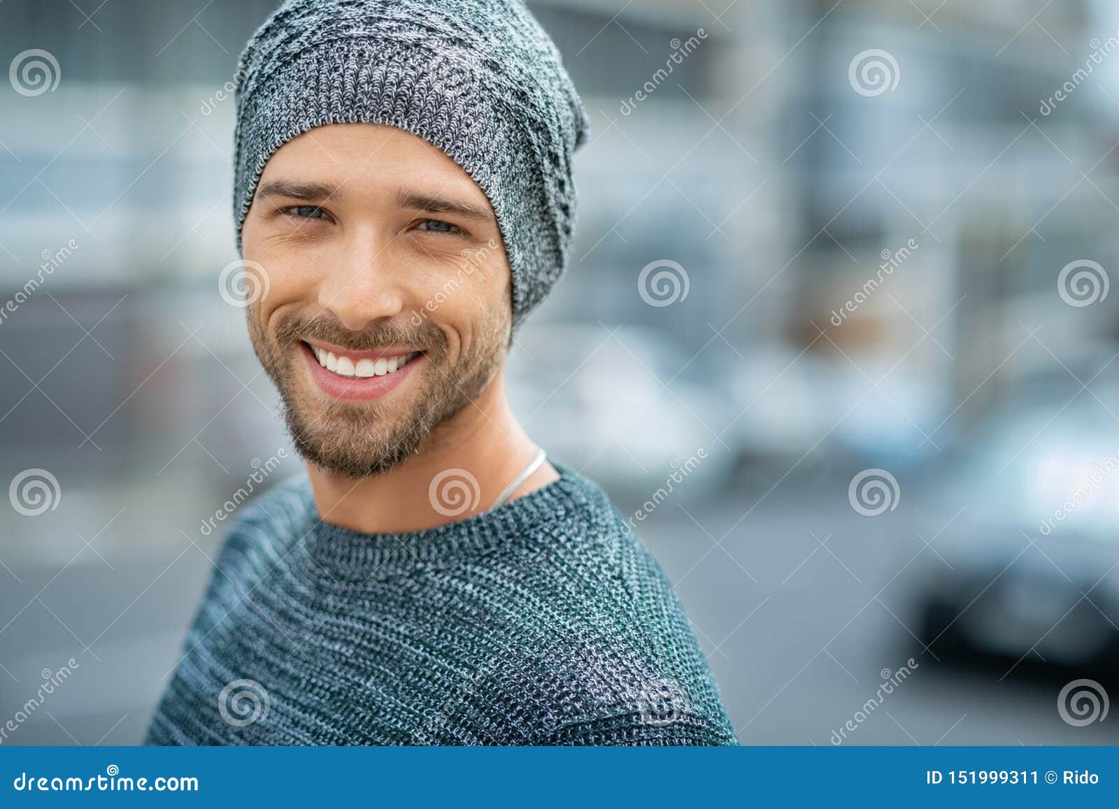 Smiling Handsome Man in Winter Clothes Stock Image - Image of ...