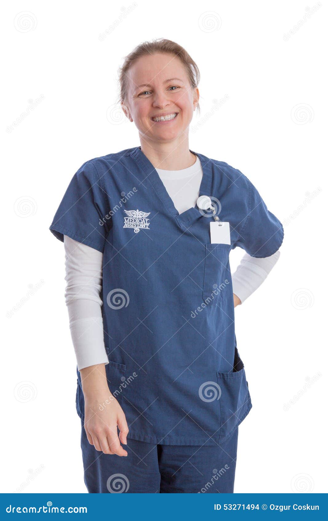 smiling happy medical assistant in uniform