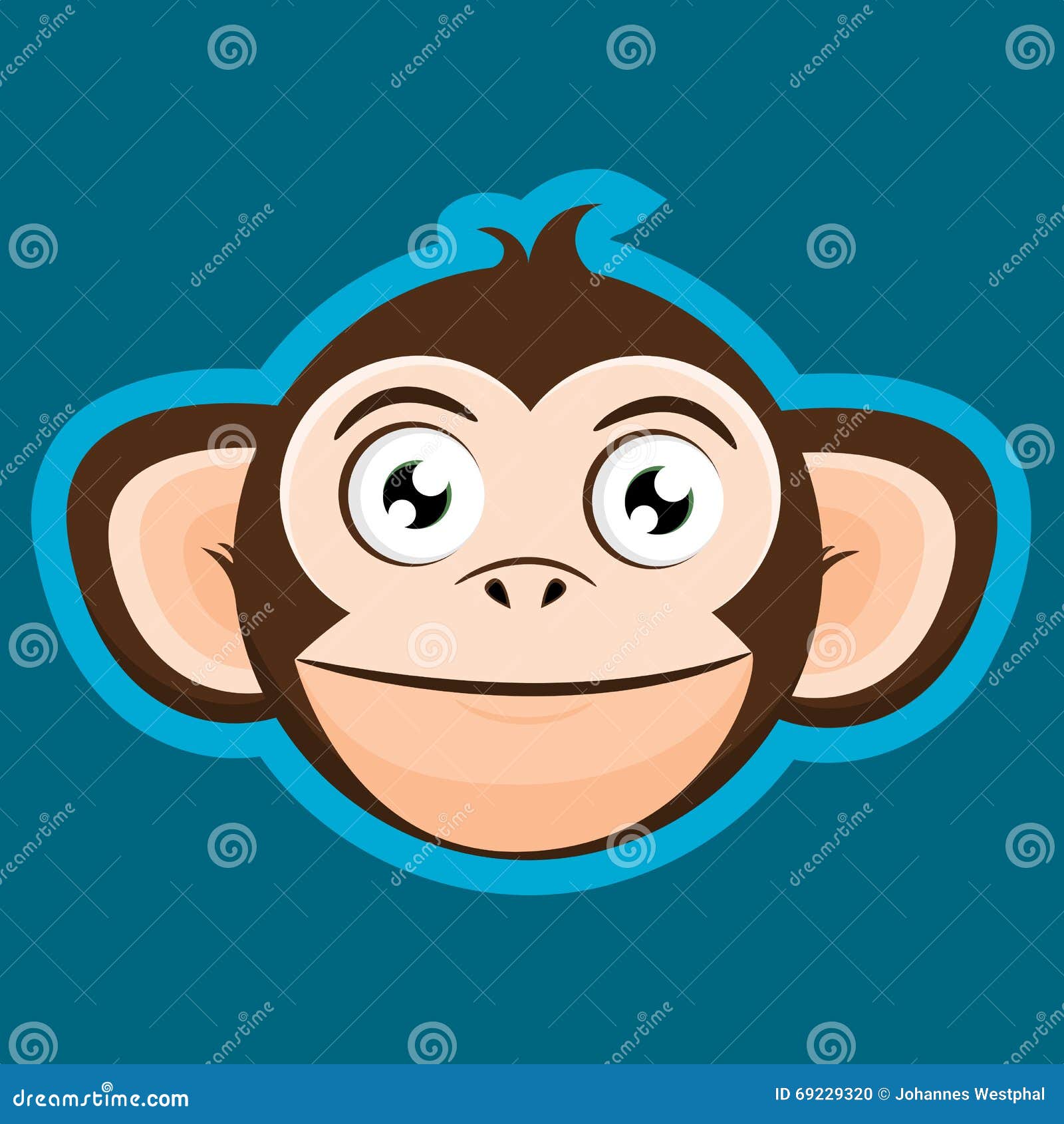Smiling Happy Monkey Ape Head Cartoon Stock Vector - Illustration of face,  adventure: 69229320