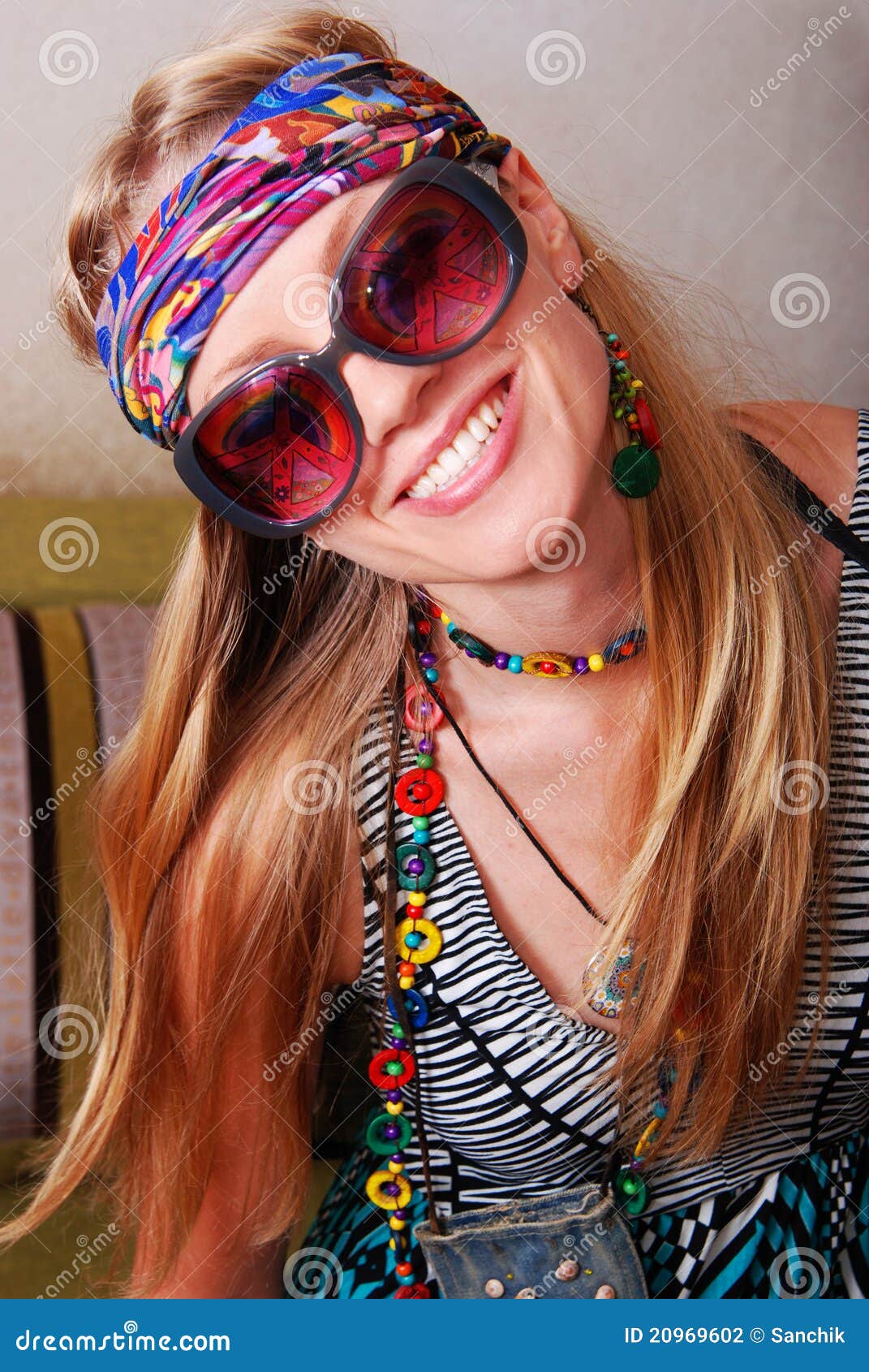 Smiling Hippie In Sunglasses Stock Photography Image 20969602