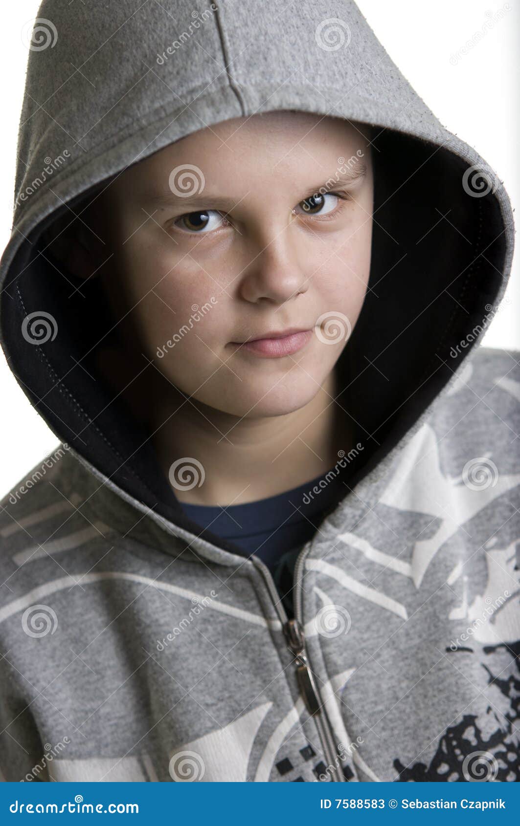 Smiling hooded teenage boy stock image. Image of expression - 7588583