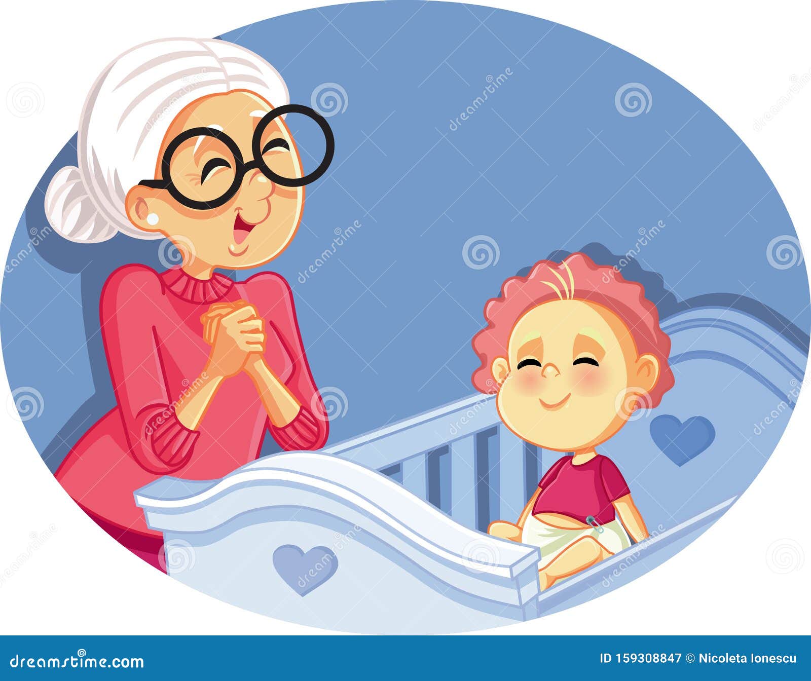 Happy Grandmother Babysitting Cute Baby Vector Cartoon Stock Vector -  Illustration of grandson, bonding: 159308847