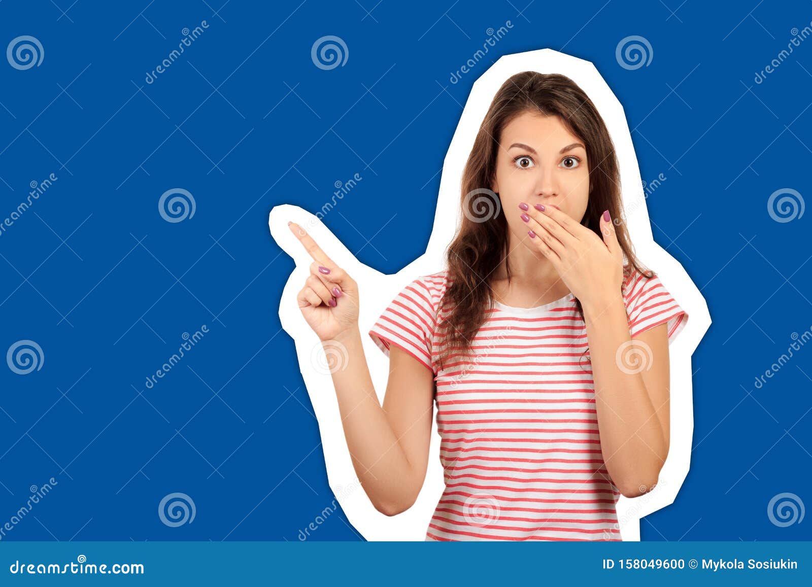 smiling joyful woman with copy space for advertisment or promotional text. positive emotions, feelings, joy, happiness. emotional