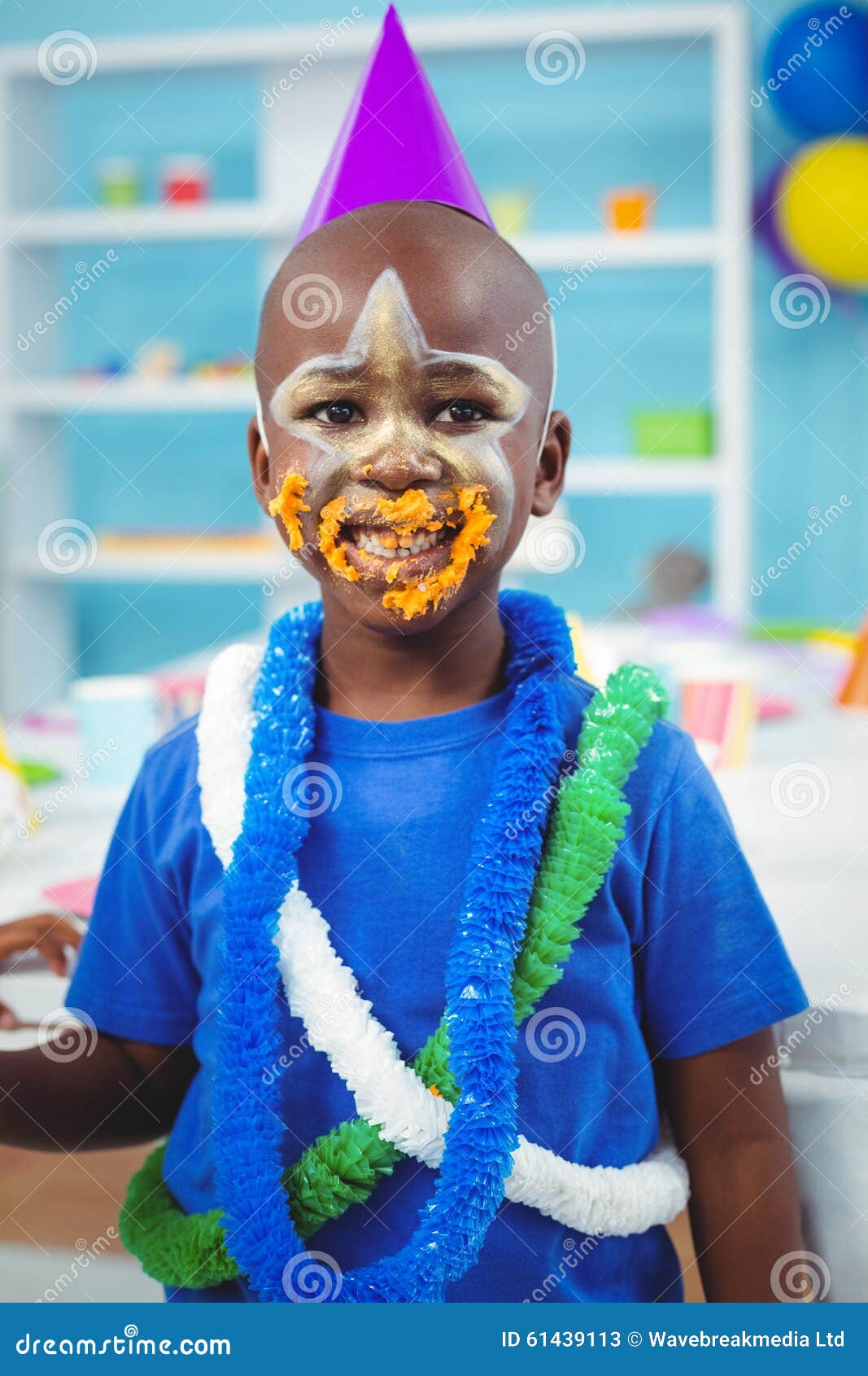 Smiling Kid with Icing on His Face Stock Image Image of entertaining