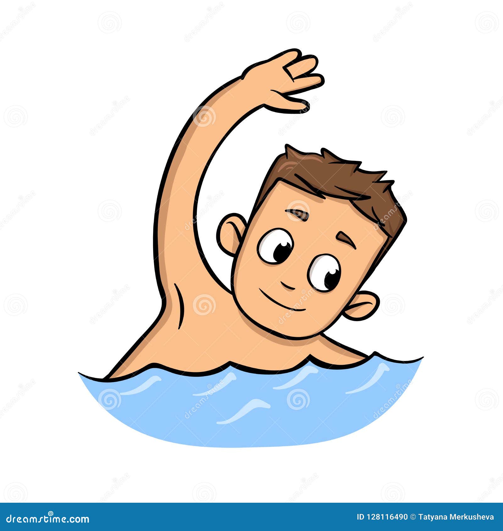 Smiling Kid Swimming. Cartoon Flat Design Icon. Flat Vector Illustration.  Isolated on White Background. Stock Vector - Illustration of medical,  lifestyle: 128116490