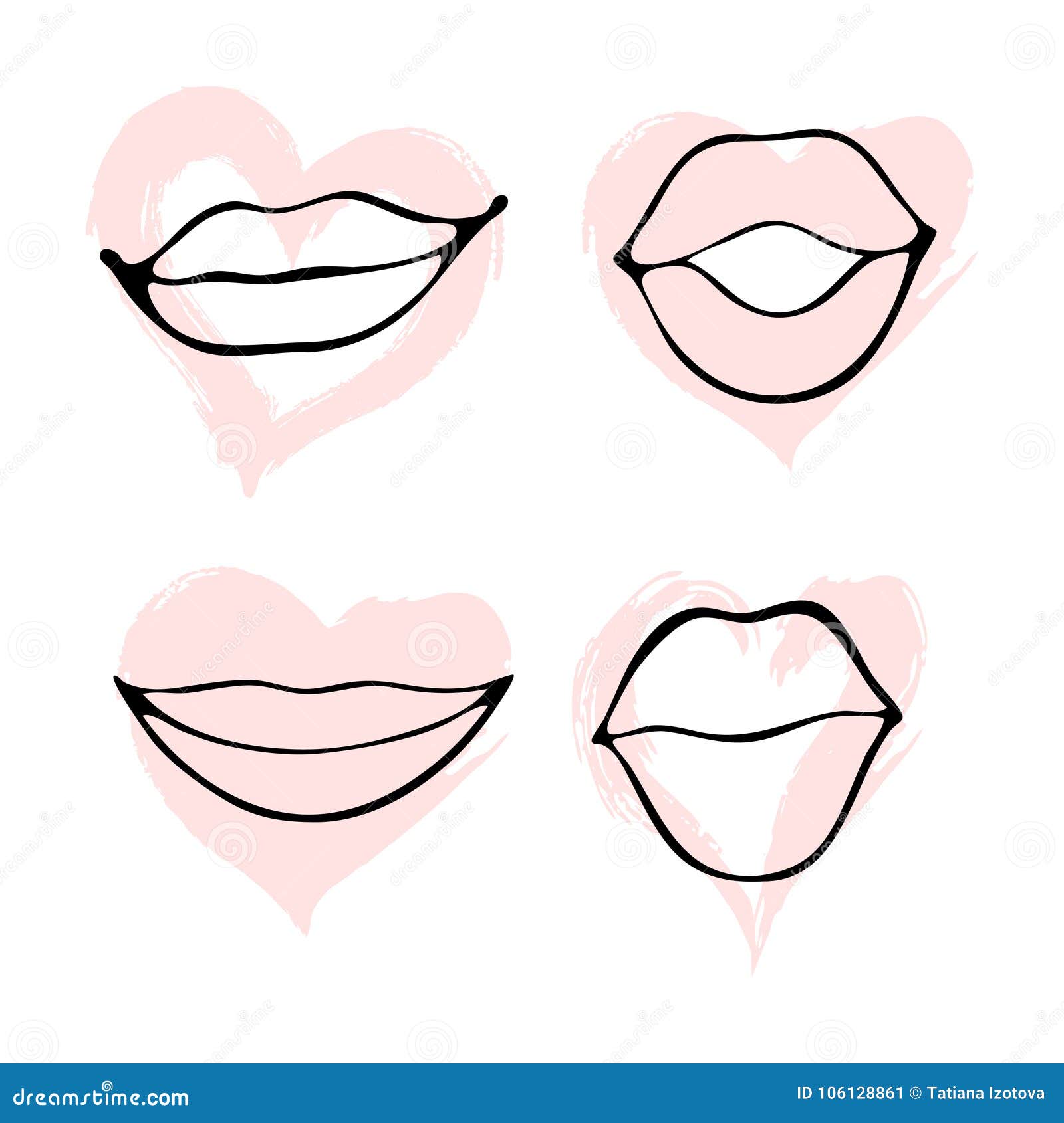 Handdrawn sketch of female lips on a white background isolated  wall  stickers white background white vintage  myloviewcom