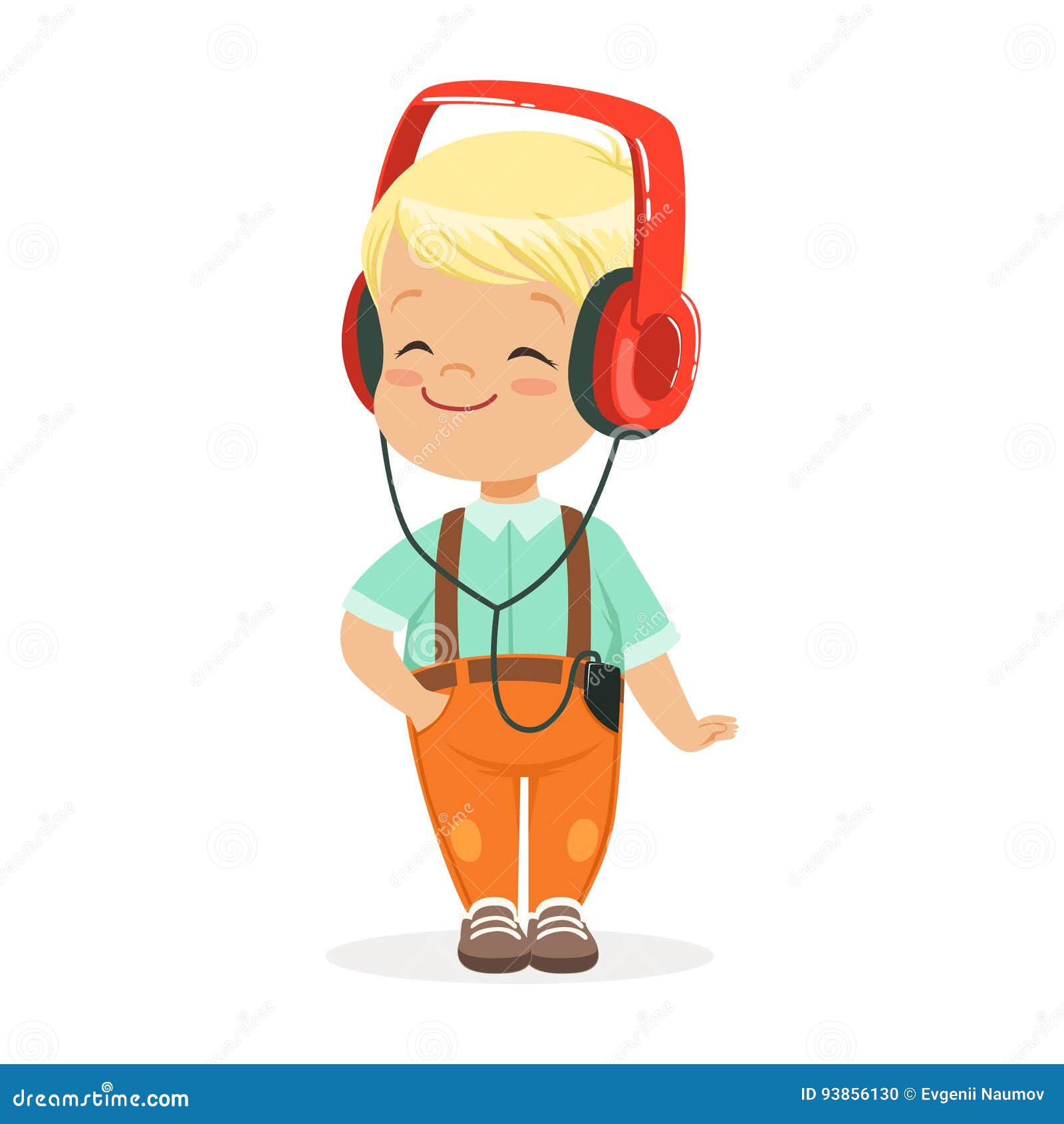 Smiling Little Boy Listening To Music in Headphones, Colorful Cartoon  Character Vector Illustration Stock Vector - Illustration of music,  cheerful: 93856130