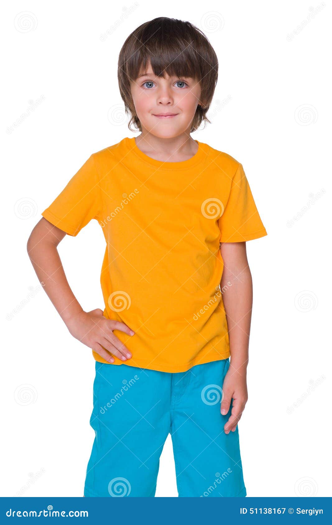 Smiling Little Boy in a Yellow Shirt Stock Image Image of studio