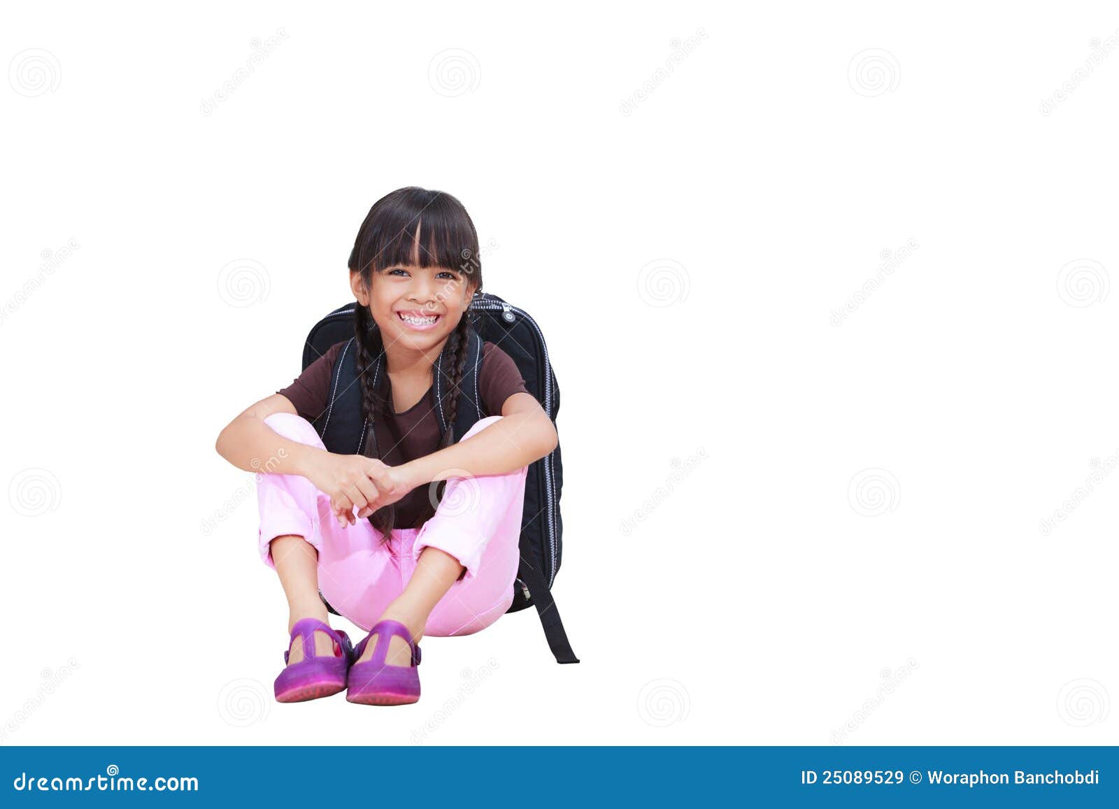 Smiling Little Girl Sitting Down on Floor Stock Image Image of asia