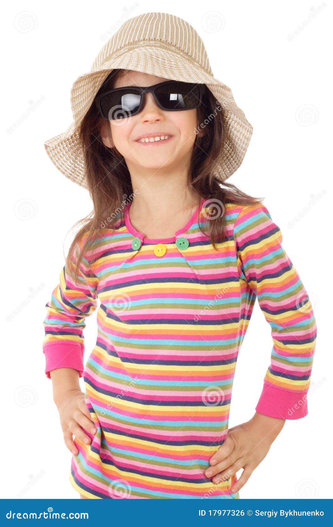 Smiling Little Girl in Sunglasses Stock Photo Image of white