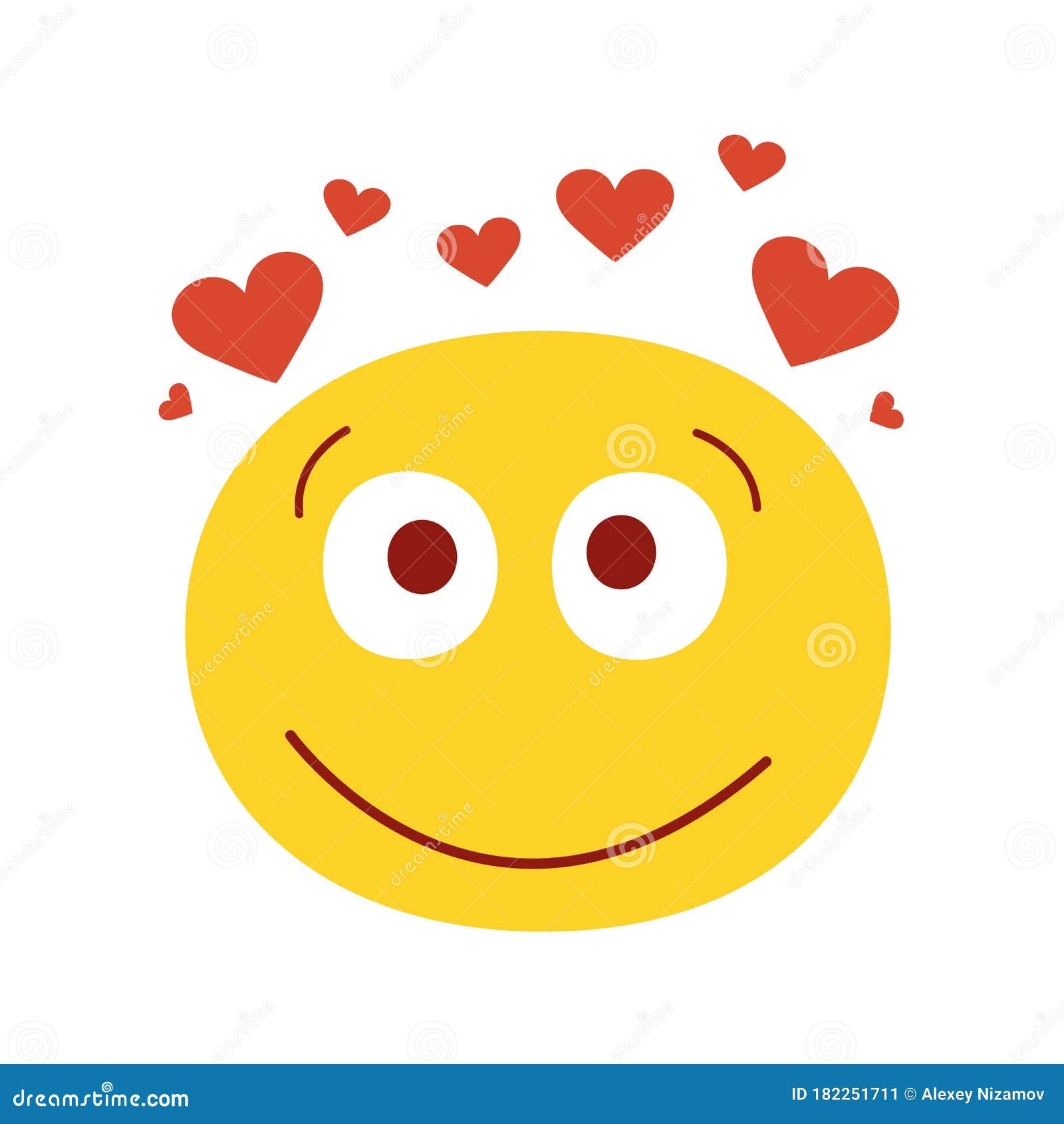 Smiling in Love Emoji Vector Illustration. Isolated on White Background.  Happy Emotion Face Stock Vector - Illustration of happiness, isolated:  182251711