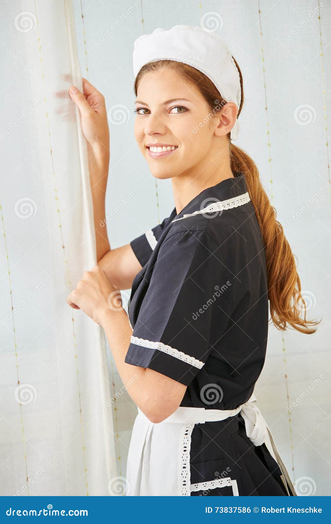 Smiling Maid in Hotel during Housekeeping Stock Photo Image of