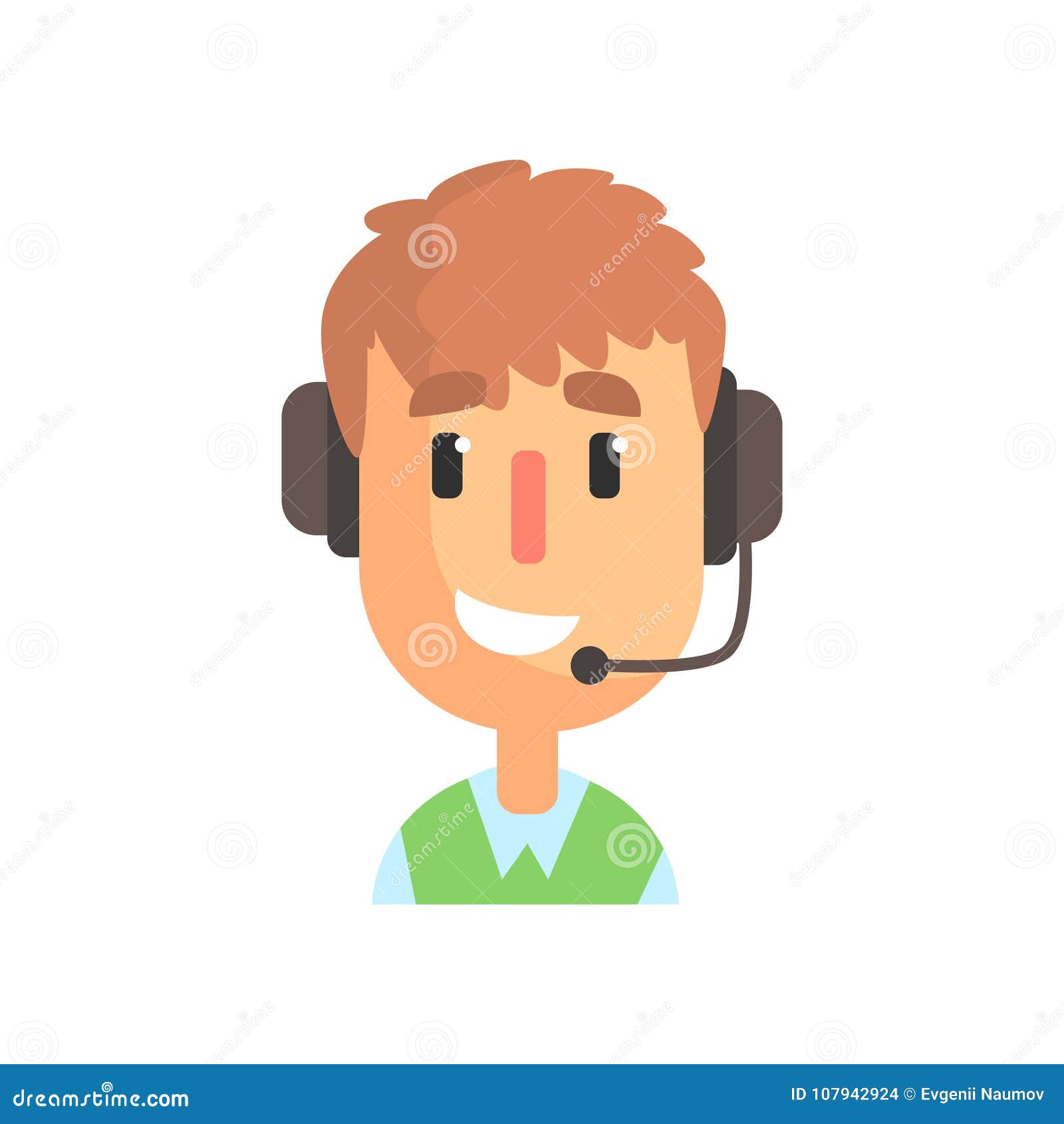 Smiling Male Call Center Worker, Online Customer Support Service Assistant  with Headphones Cartoon Vector Illustration Stock Vector - Illustration of  office, avatar: 107942924
