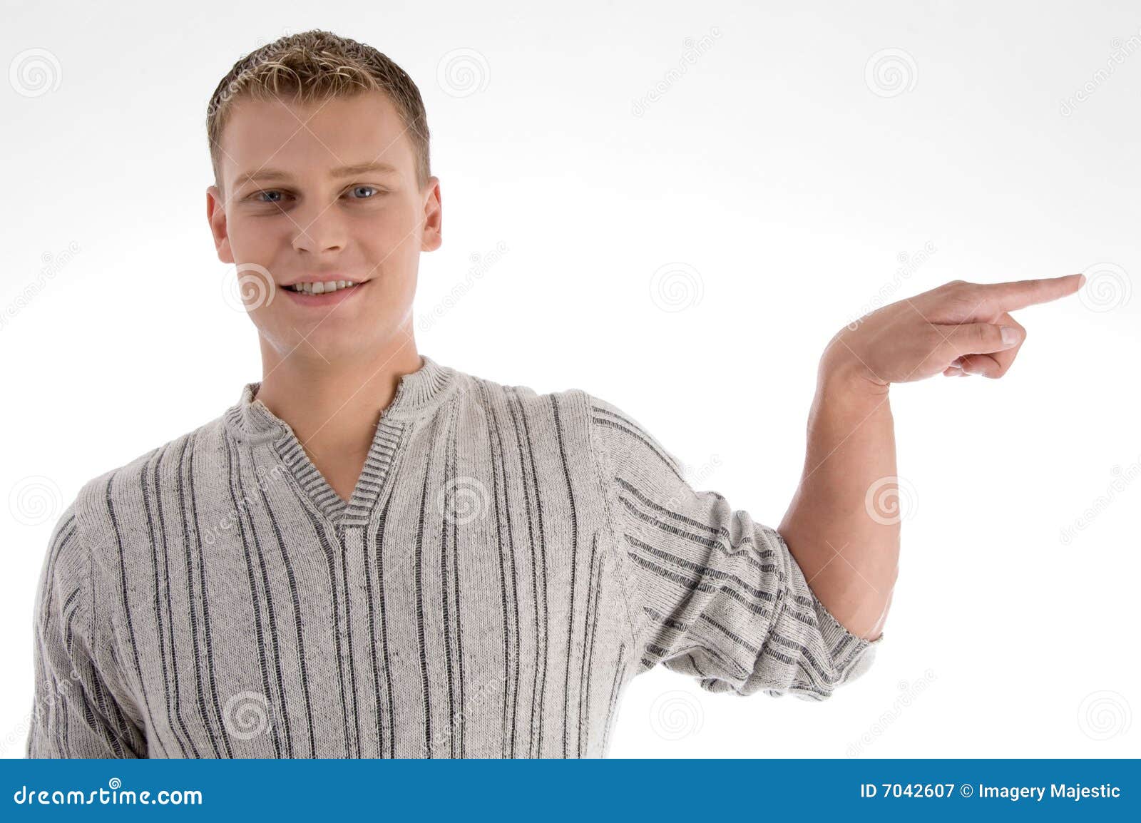 Smiling Man Pointing To the Side Stock Image - Image of cool, camera ...