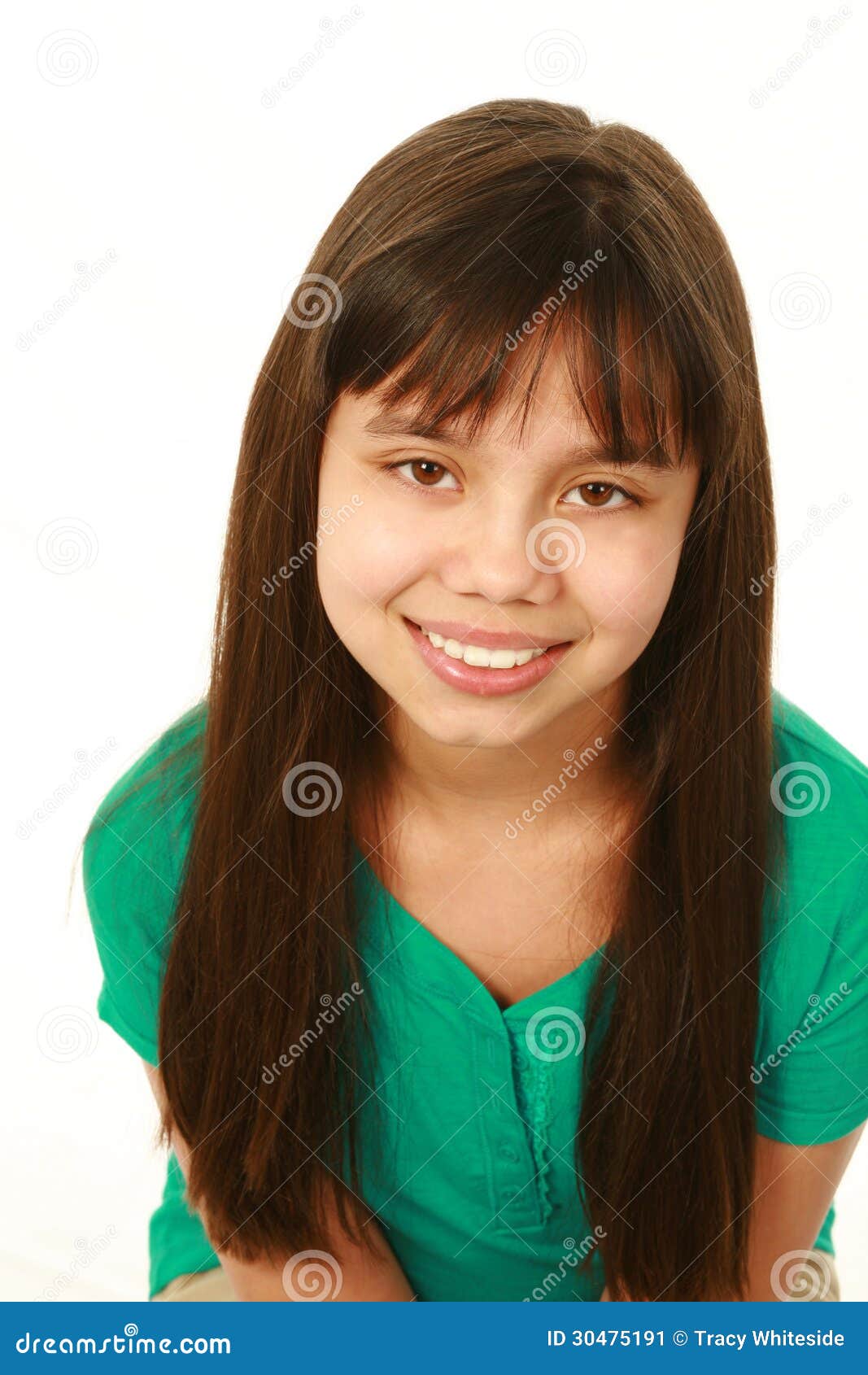 Smiling Mixed Race Girl Looking At Camera Stock Image Image Of Headshot Human 30475191