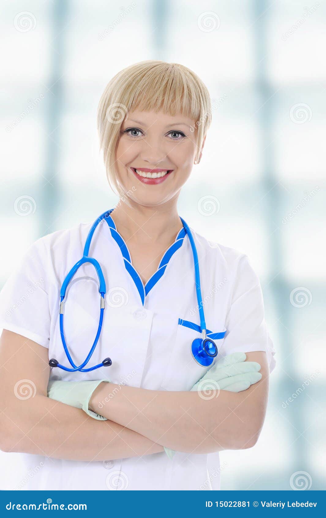 smiling nurse in uniform.