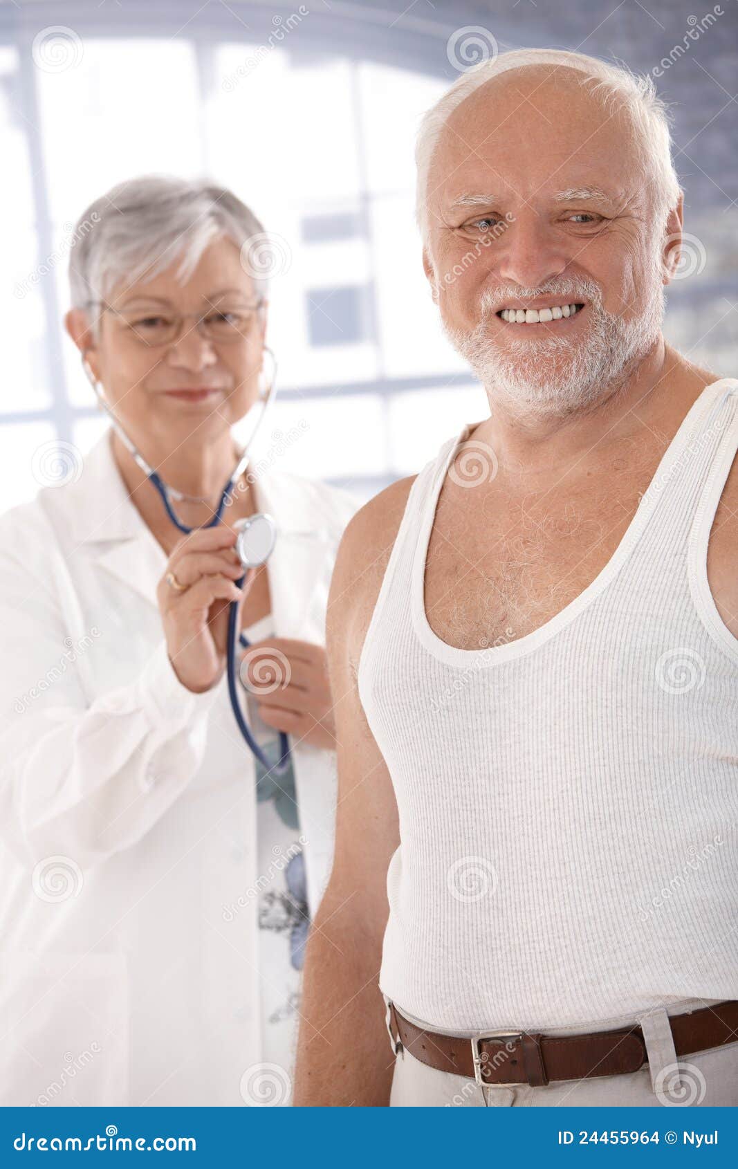 Smiling Old Man Waiting for Examination Stock Photo - Image of ...