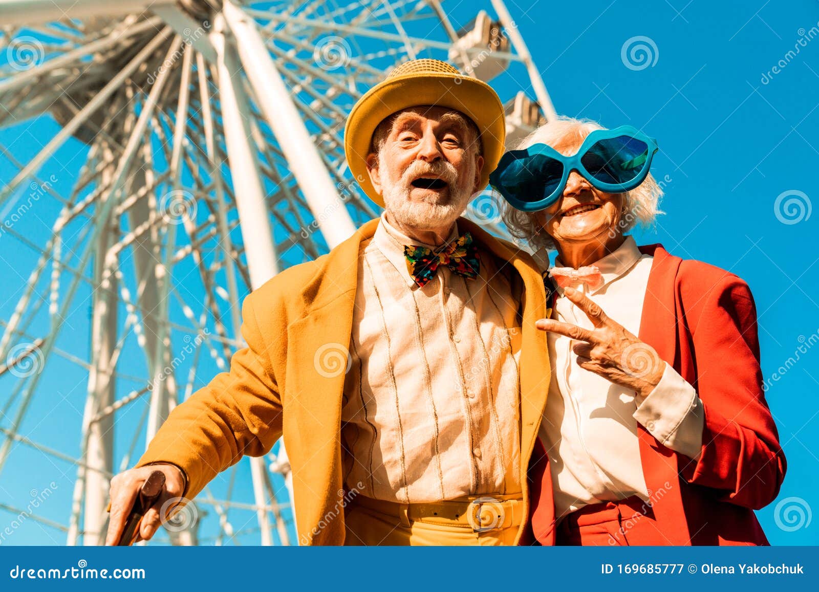 Smiling Old Man and Woman in Funny Clothes Having Great Time Stock Image -  Image of humor, older: 169685777