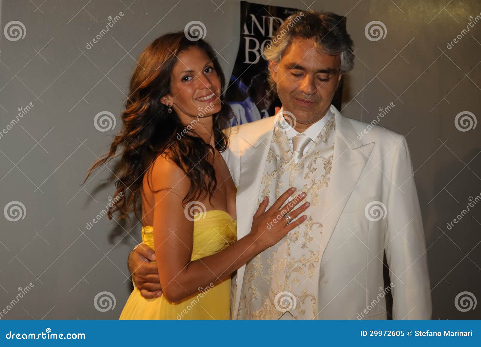 Singer Andrea Bocelli, third from left, his wife Veronica Berti