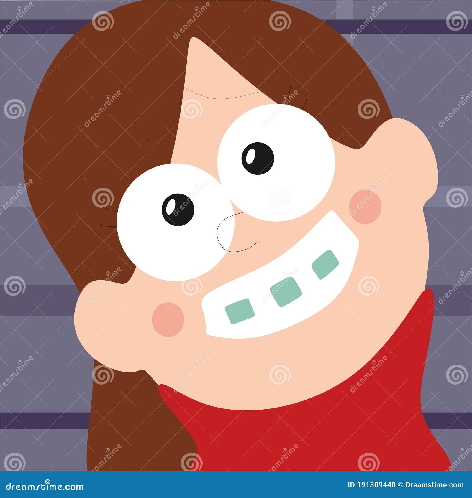 A Smiling, Pretty Girl with Brown Hair and a Red Sweater Wearing   Smile with Orthodontic Treatment Stock Vector - Illustration of dentistry,  concept: 191309440
